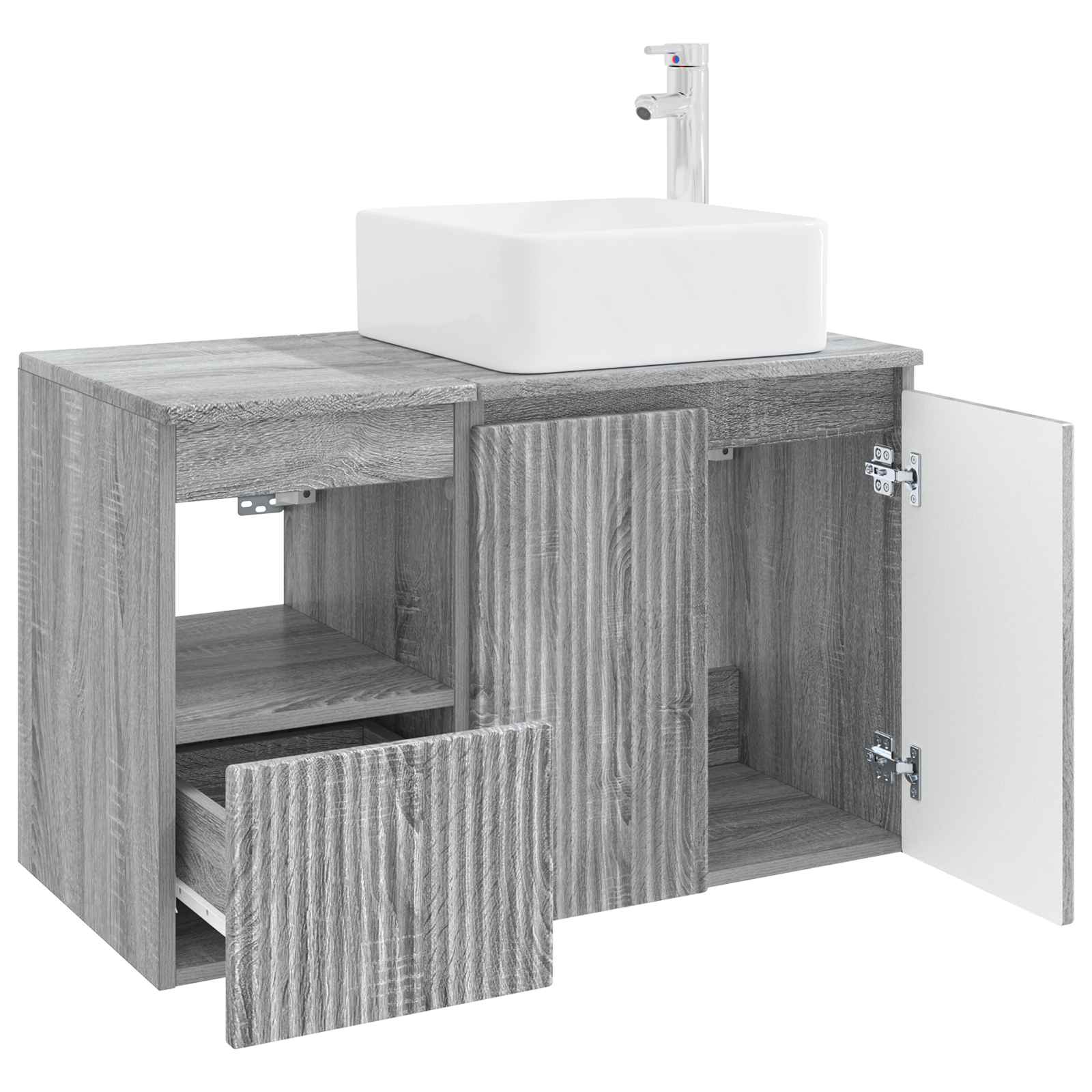 Badezimmermöbel-Set 2 stk. Grau Sonoma Holzwerkstoff