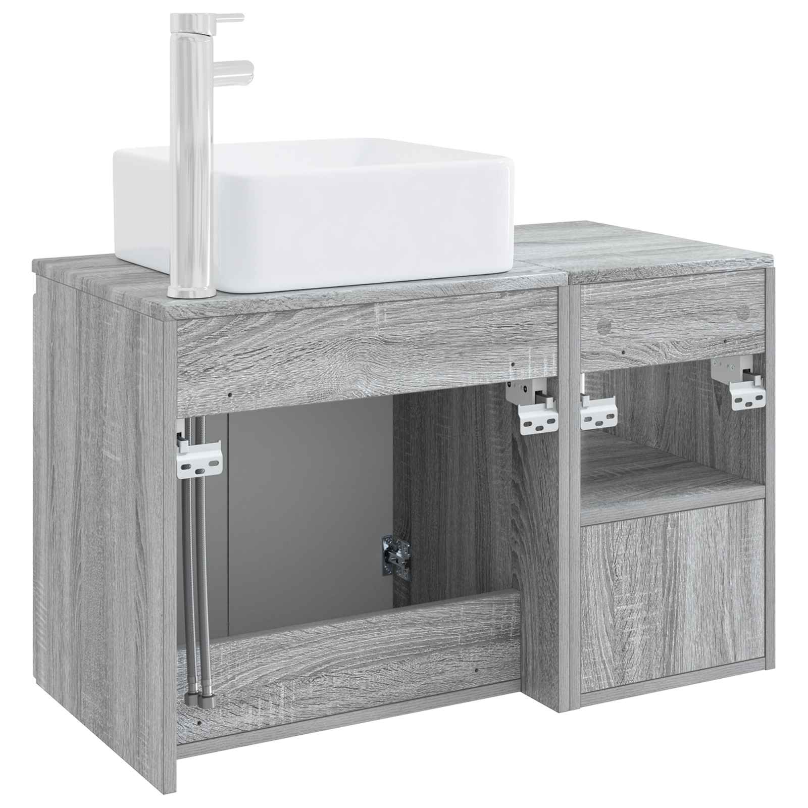 Badezimmermöbel-Set 2 stk. Grau Sonoma Holzwerkstoff