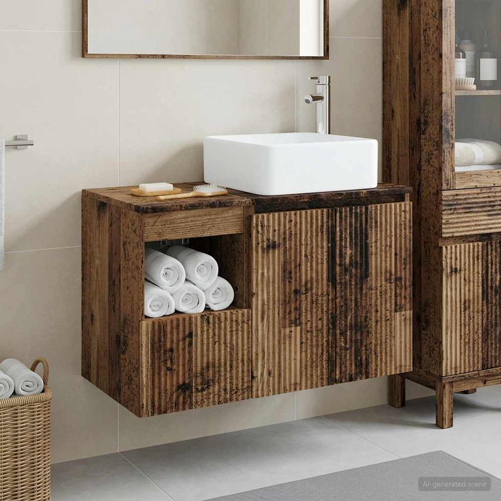 Badezimmermöbel-Set 2 stk. Altholz Holzwerkstoff