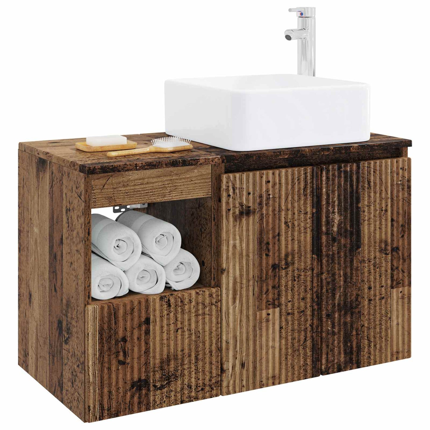 Badezimmermöbel-Set 2 stk. Altholz Holzwerkstoff