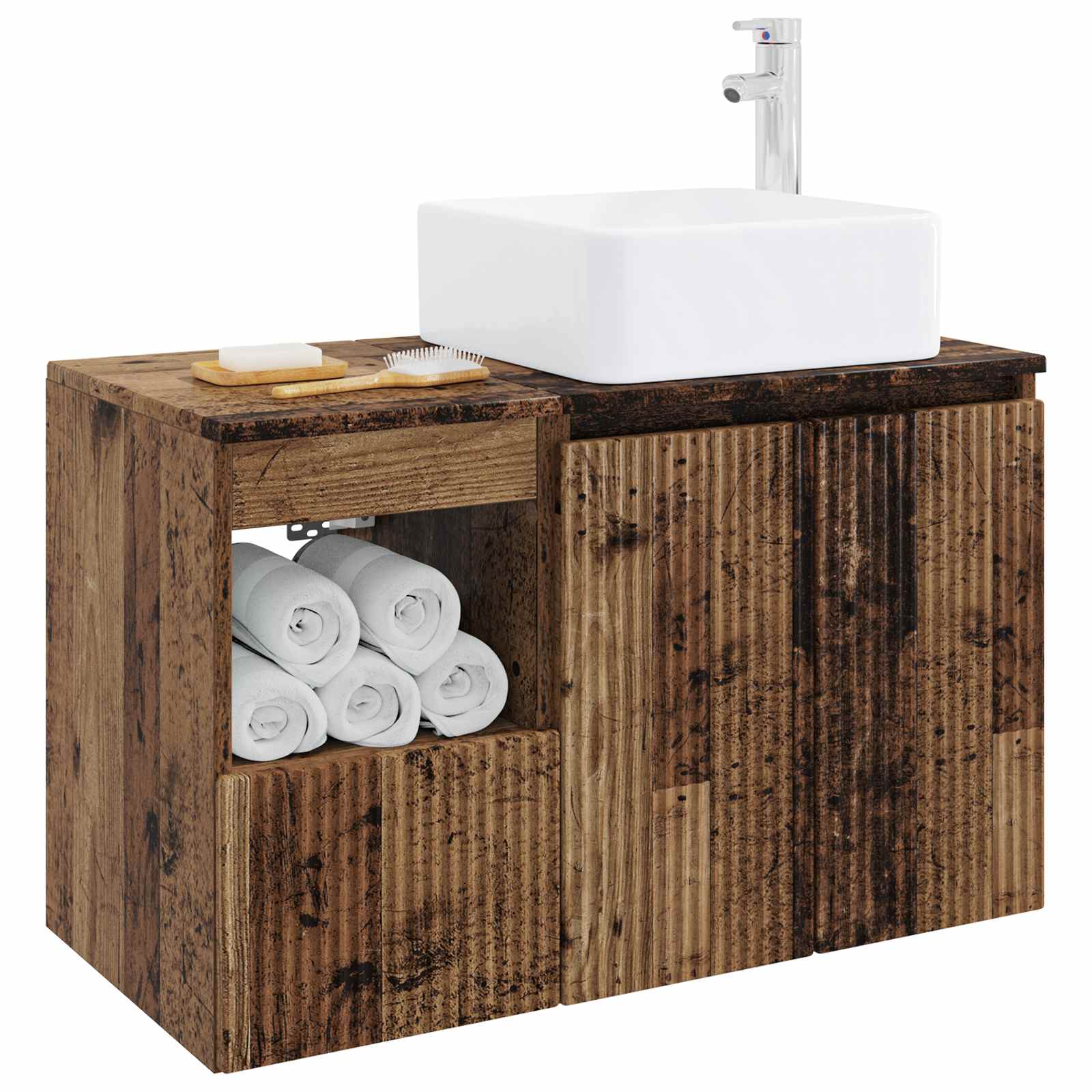 Badezimmermöbel-Set 2 stk. Altholz Holzwerkstoff