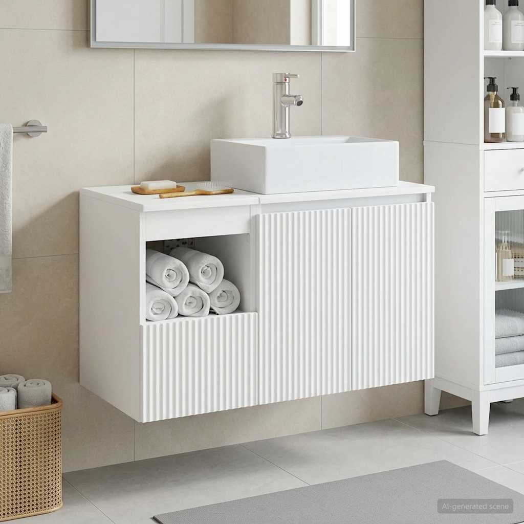 Badezimmermöbel-Set 2 stk. Weiß Holzwerkstoff