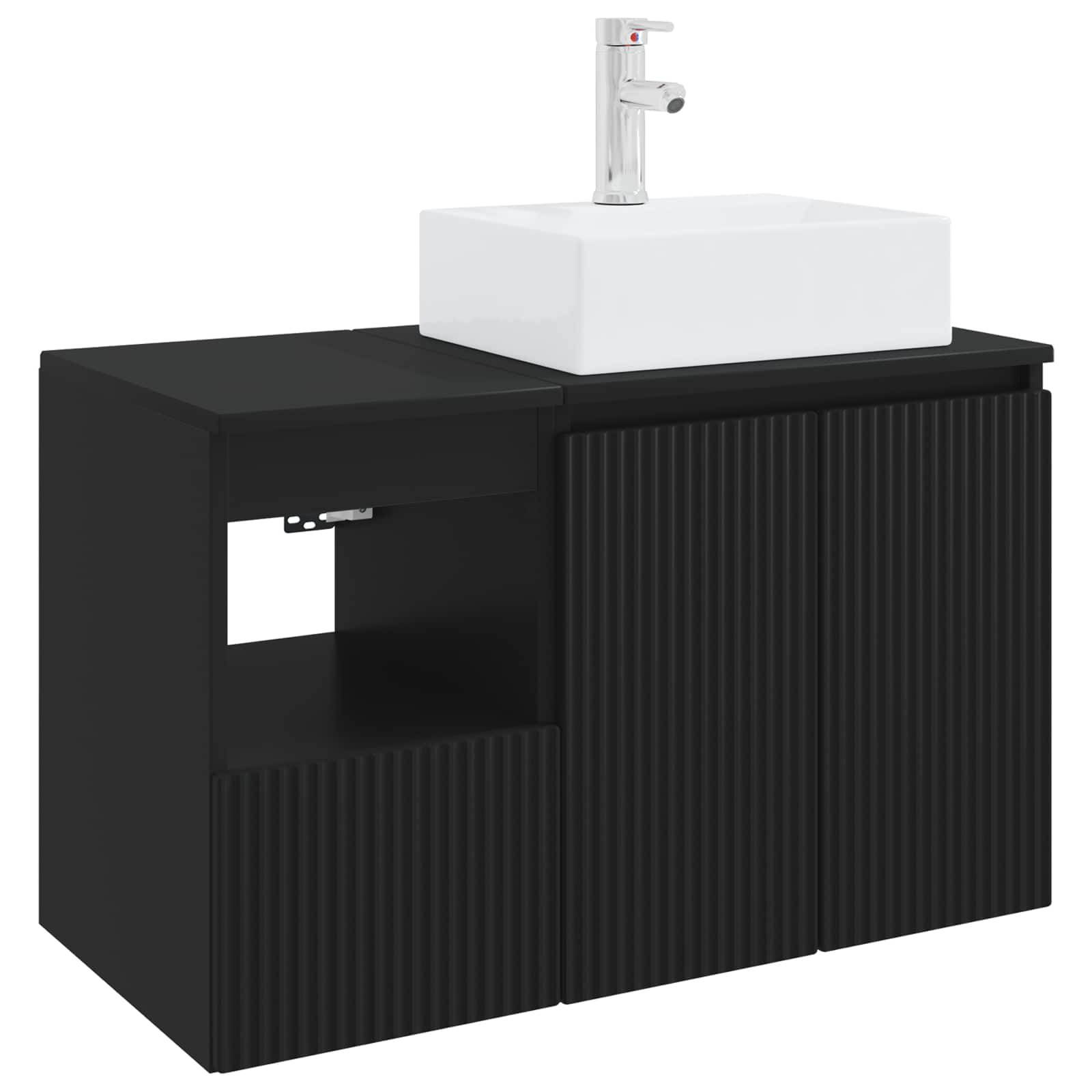 Badezimmermöbel-Set 2 stk. Schwarz Holzwerkstoff