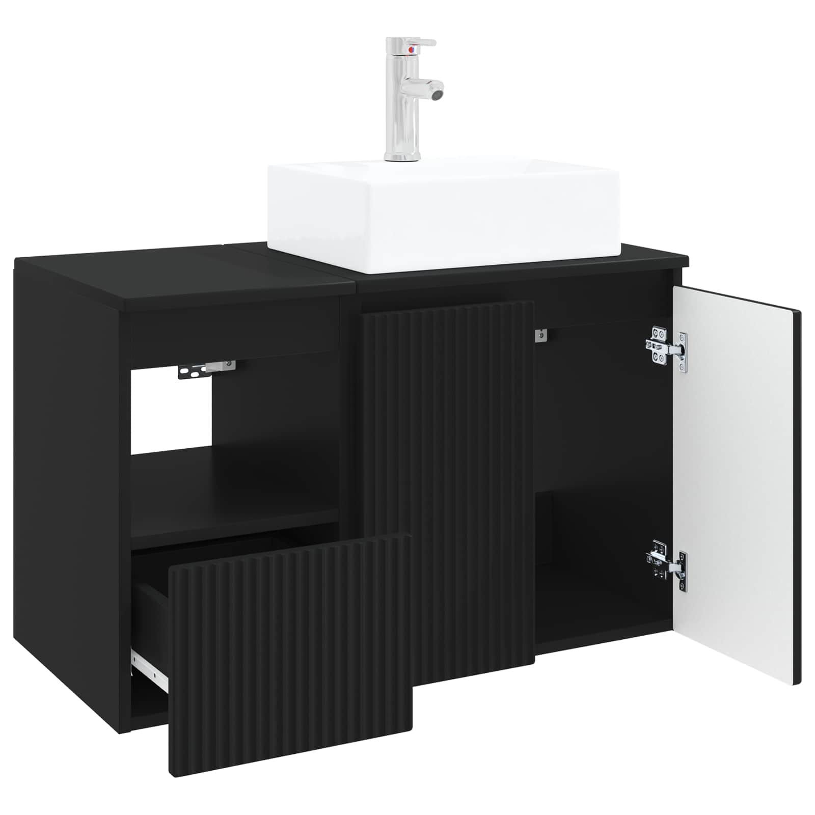 Badezimmermöbel-Set 2 stk. Schwarz Holzwerkstoff