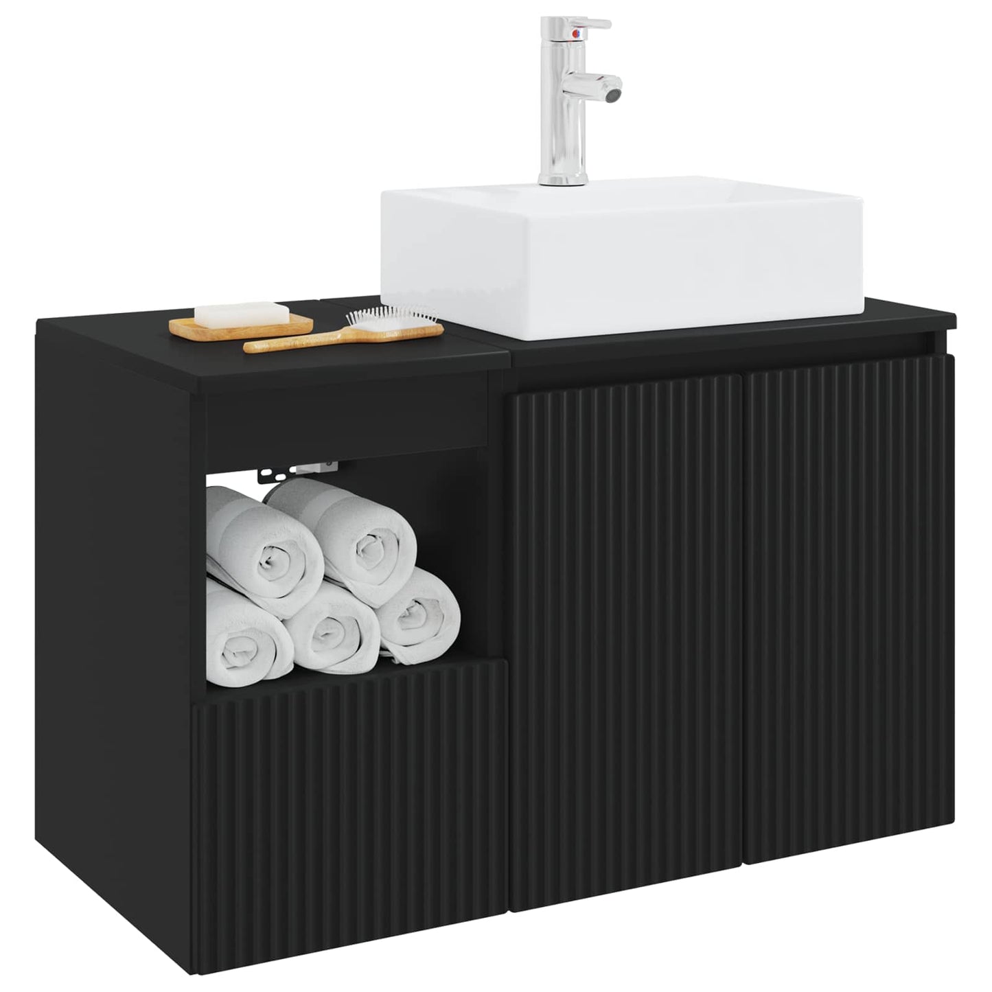 Badezimmermöbel-Set 2 stk. Schwarz Holzwerkstoff