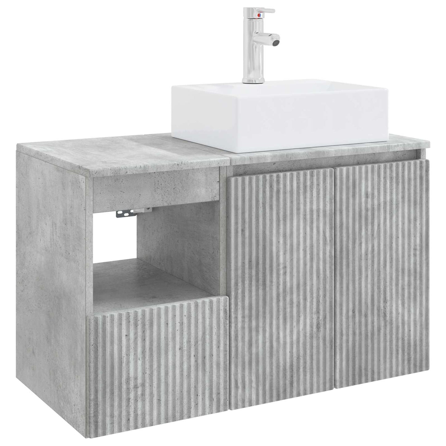 Badezimmermöbel-Set 2 stk. Betongrau Holzwerkstoff