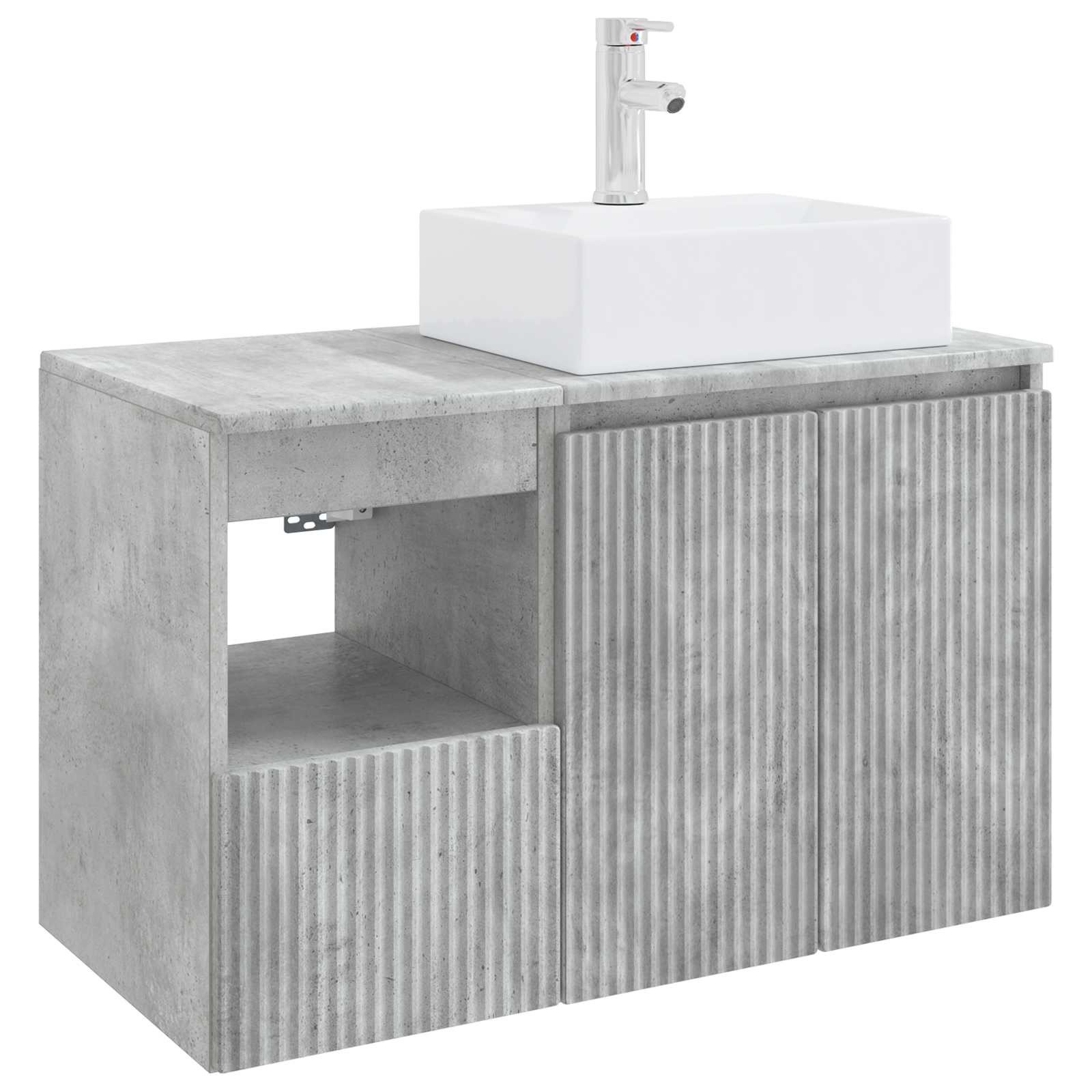 Badezimmermöbel-Set 2 stk. Betongrau Holzwerkstoff