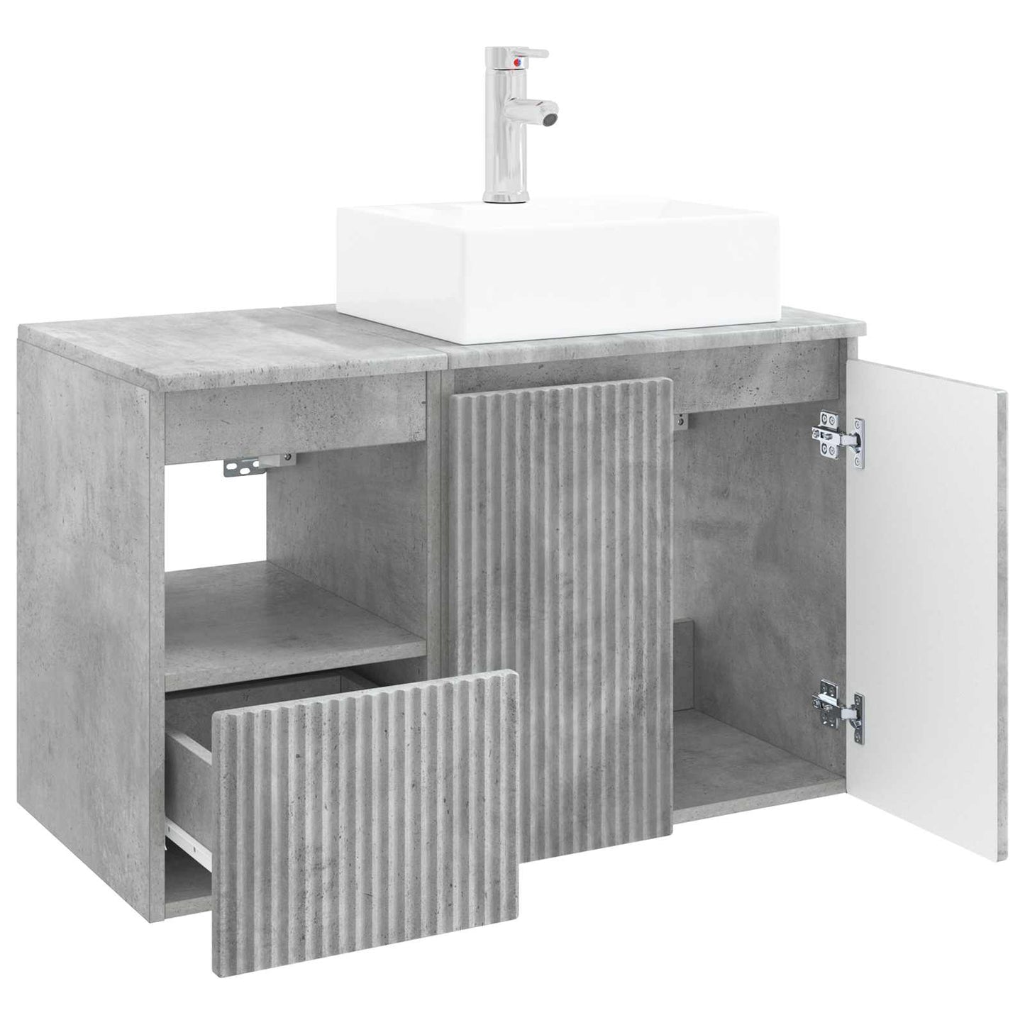 Badezimmermöbel-Set 2 stk. Betongrau Holzwerkstoff