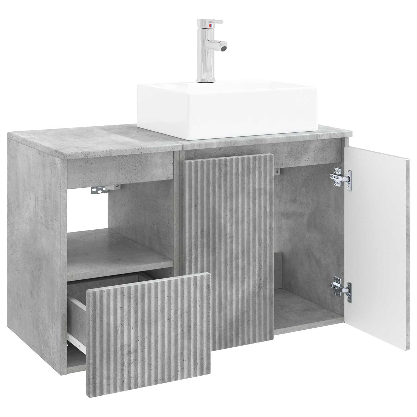 Badezimmermöbel-Set 2 stk. Betongrau Holzwerkstoff