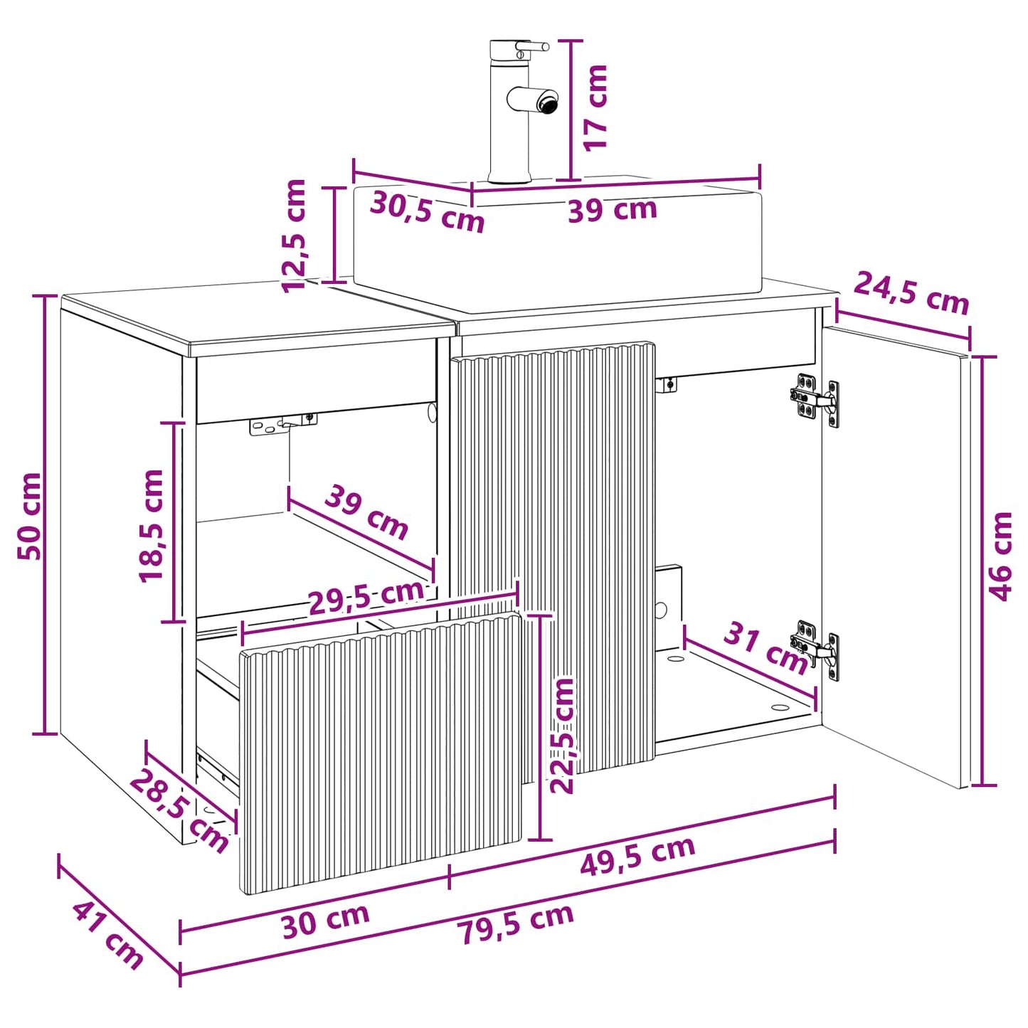 Badezimmermöbel-Set 2 stk. Betongrau Holzwerkstoff