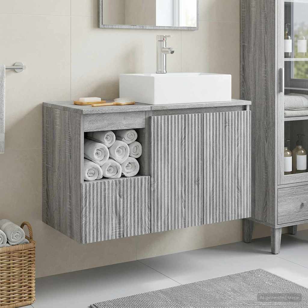 Badezimmermöbel-Set 2 stk. Grau Sonoma Holzwerkstoff