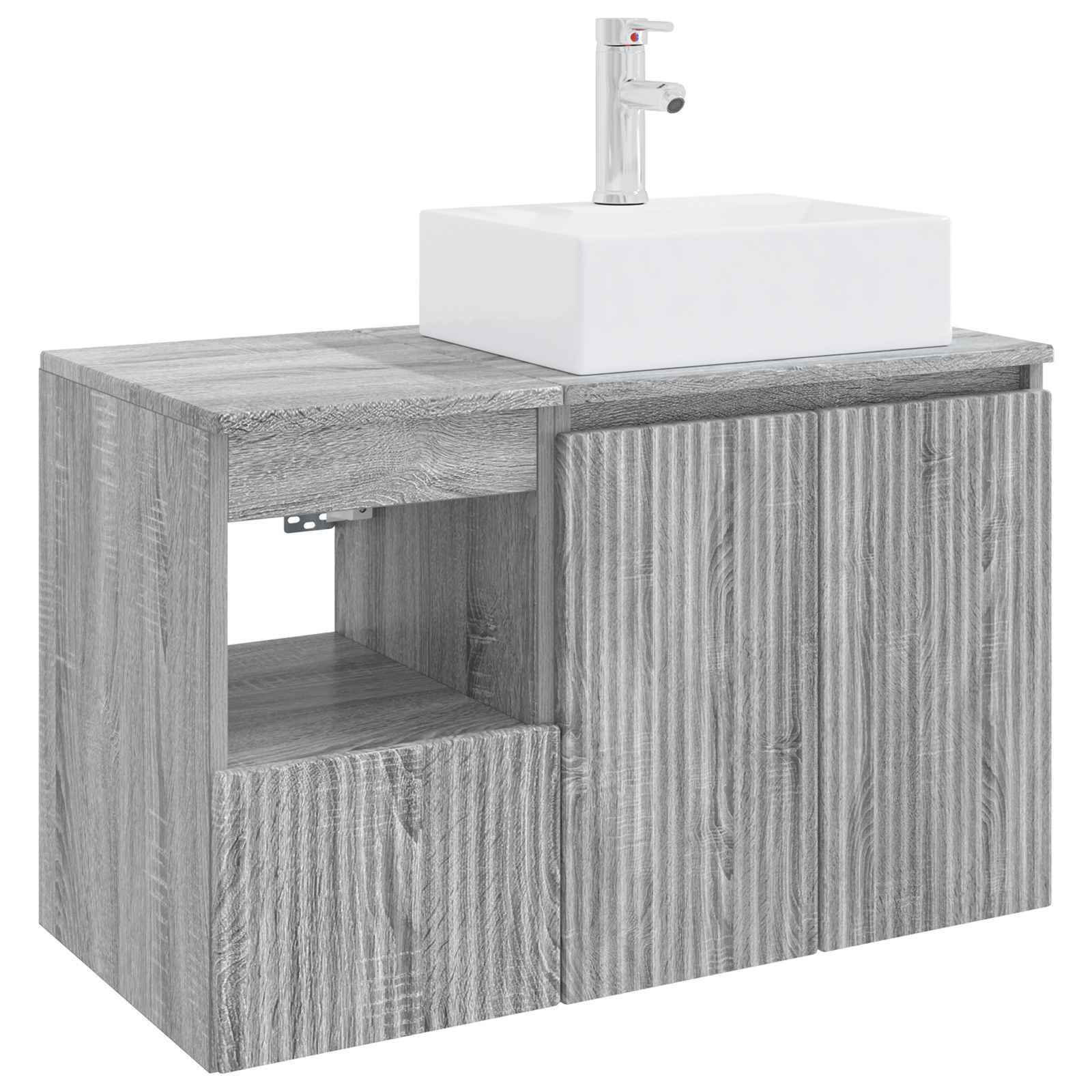 Badezimmermöbel-Set 2 stk. Grau Sonoma Holzwerkstoff