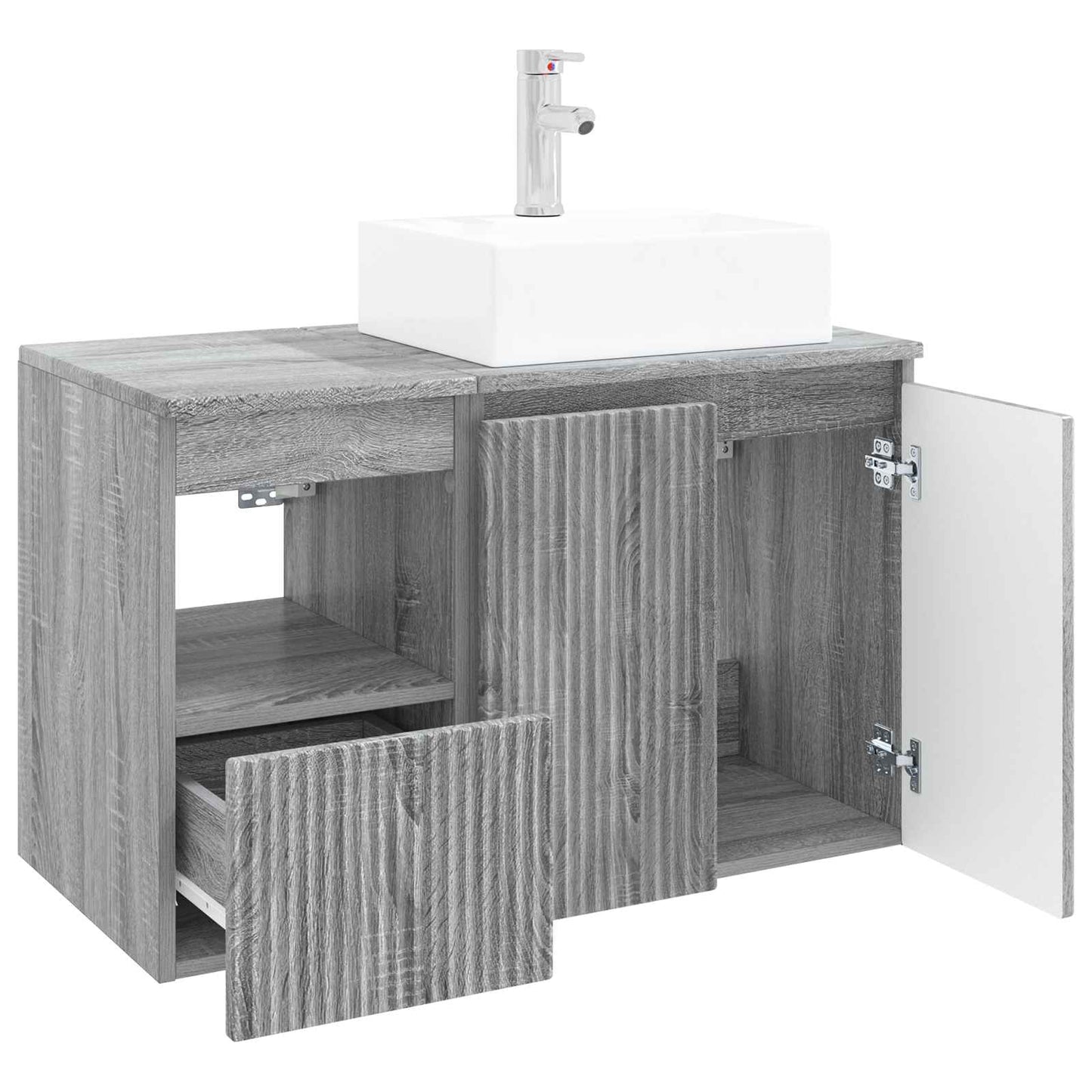 Badezimmermöbel-Set 2 stk. Grau Sonoma Holzwerkstoff