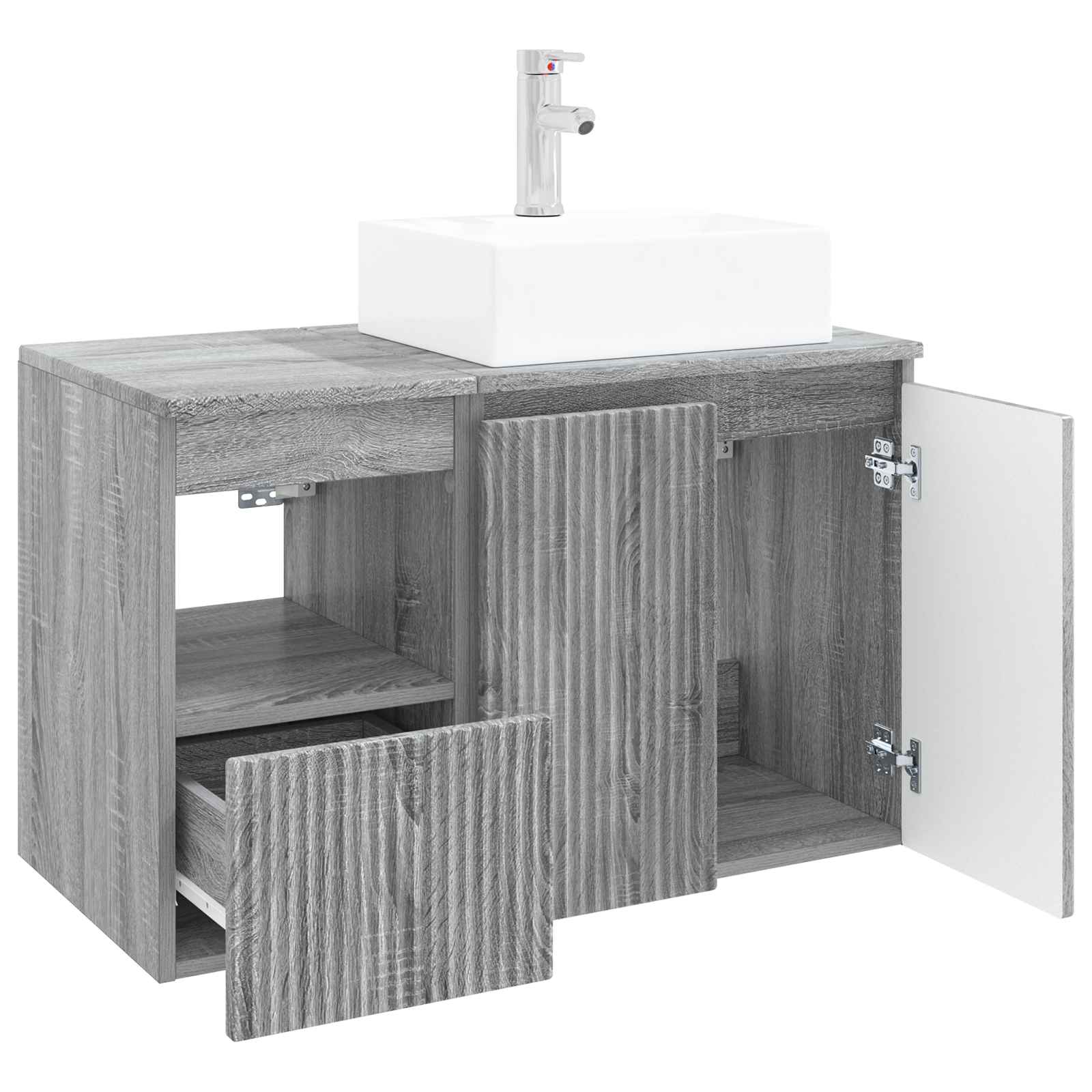 Badezimmermöbel-Set 2 stk. Grau Sonoma Holzwerkstoff