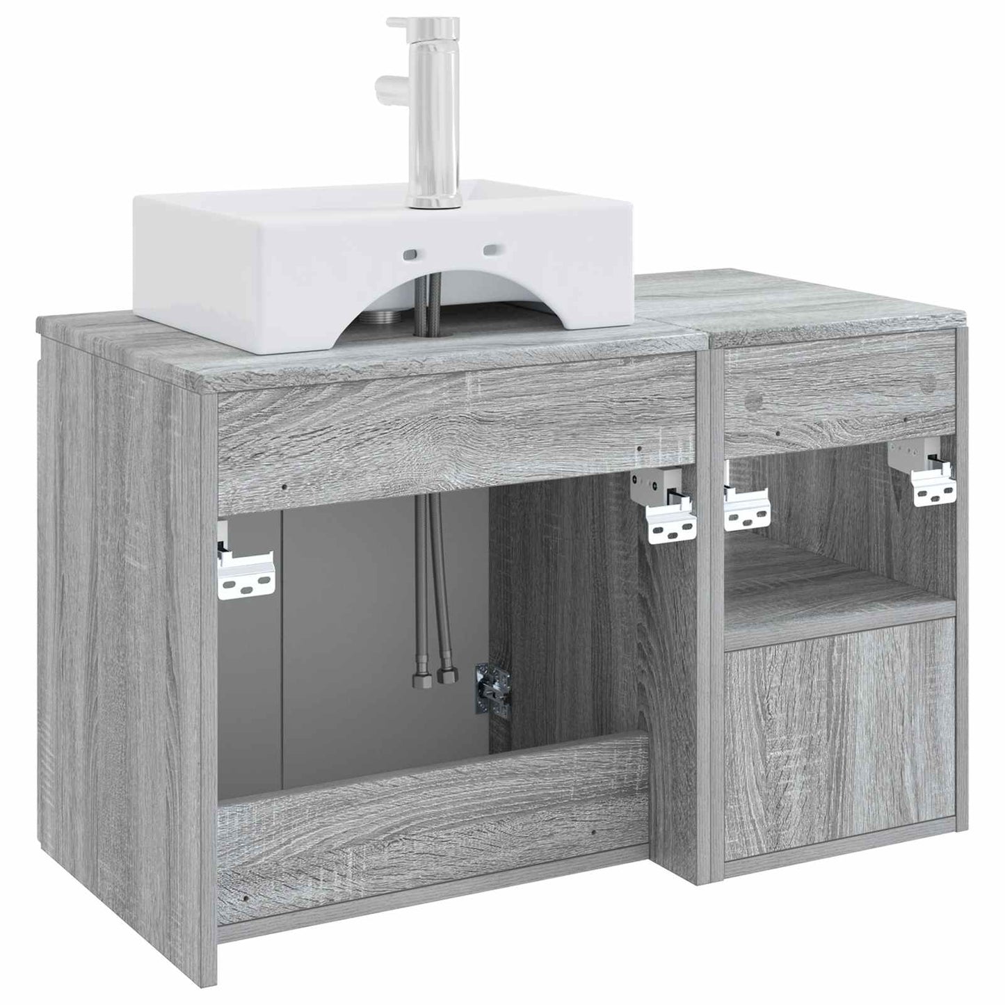Badezimmermöbel-Set 2 stk. Grau Sonoma Holzwerkstoff