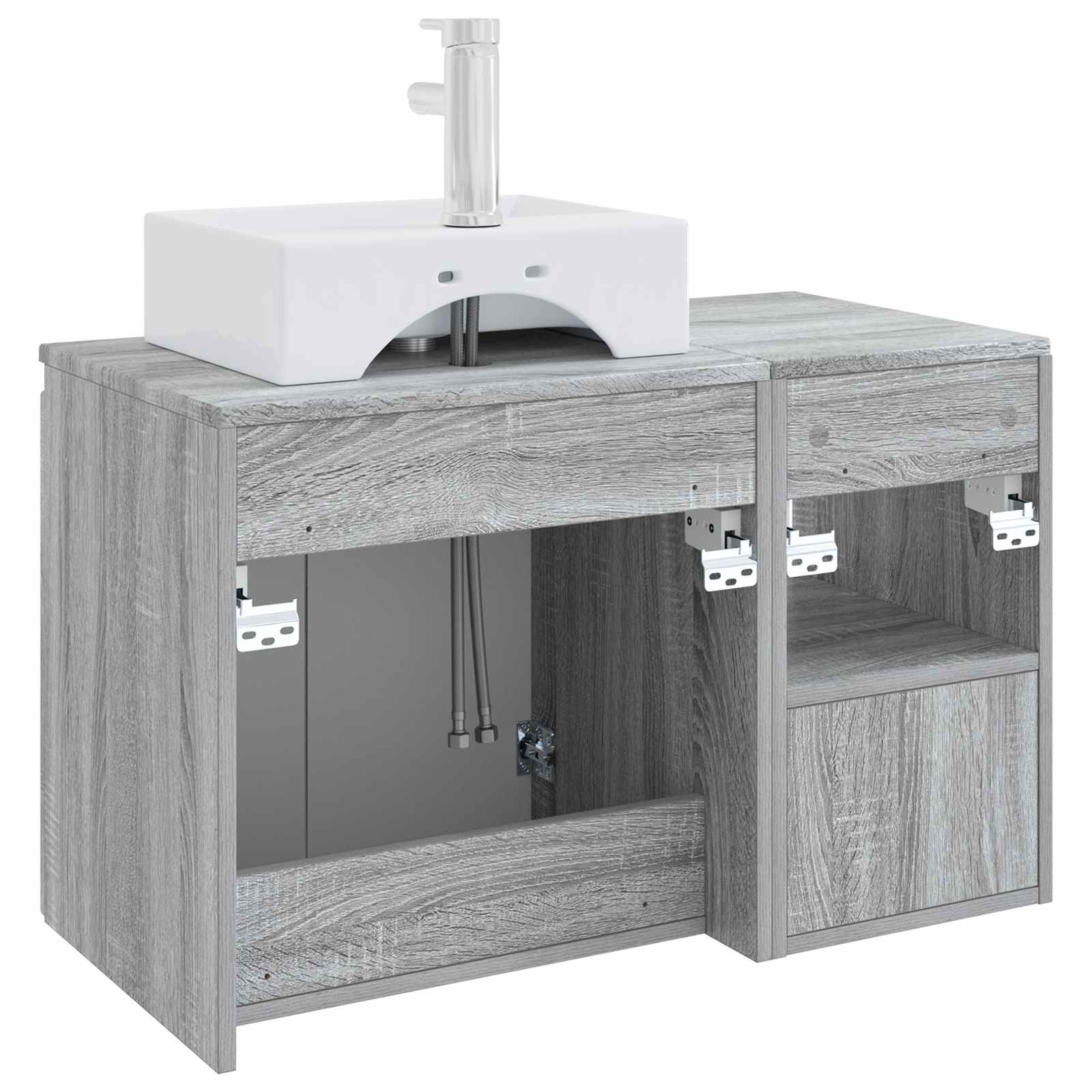 Badezimmermöbel-Set 2 stk. Grau Sonoma Holzwerkstoff