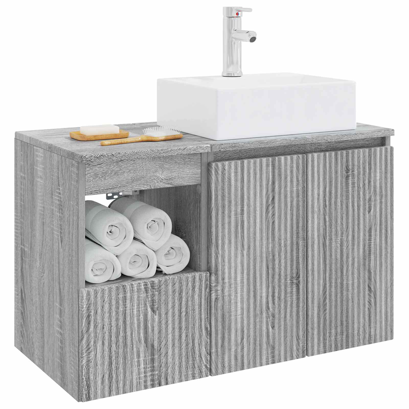 Badezimmermöbel-Set 2 stk. Grau Sonoma Holzwerkstoff