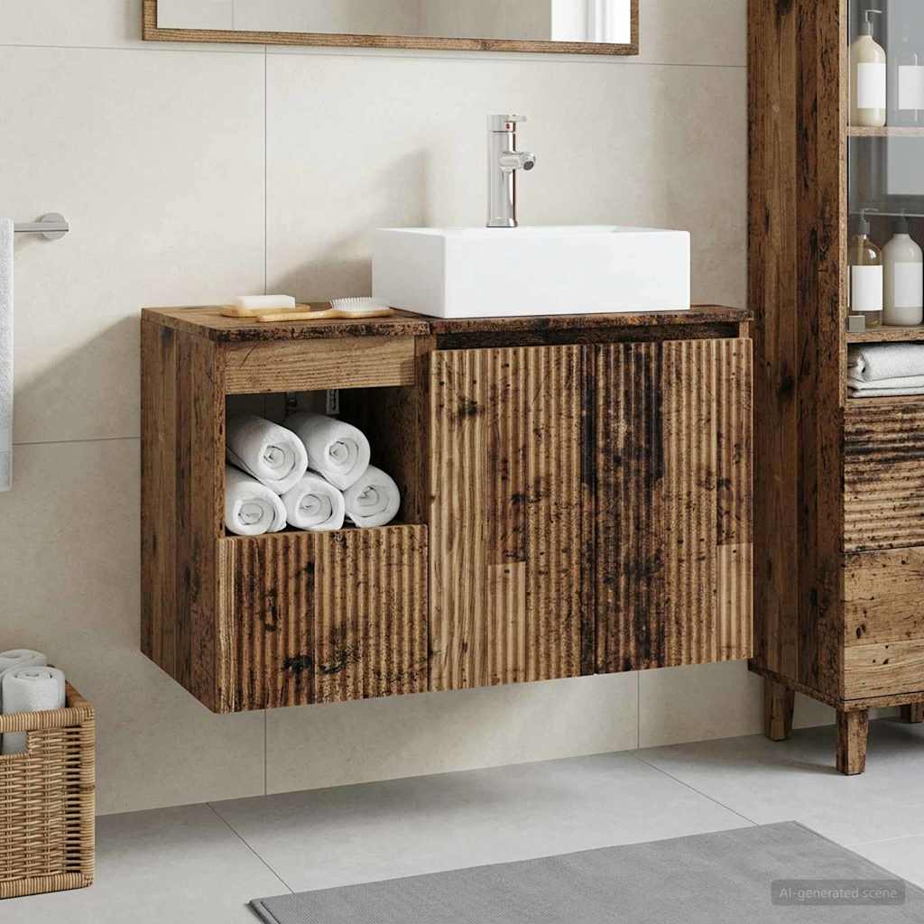 Badezimmermöbel-Set 2 stk. Altholz Holzwerkstoff