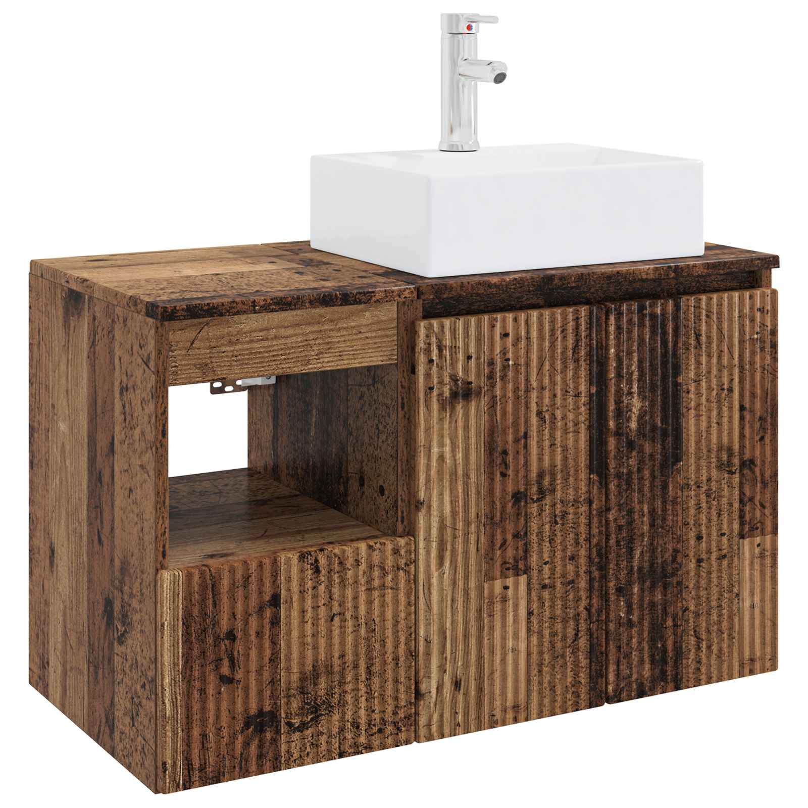 Badezimmermöbel-Set 2 stk. Altholz Holzwerkstoff