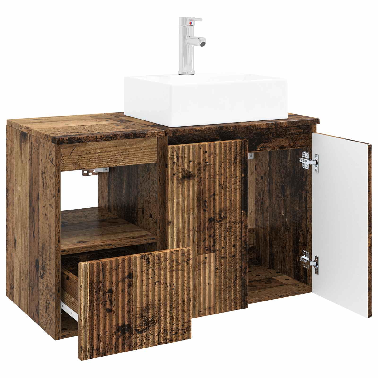 Badezimmermöbel-Set 2 stk. Altholz Holzwerkstoff