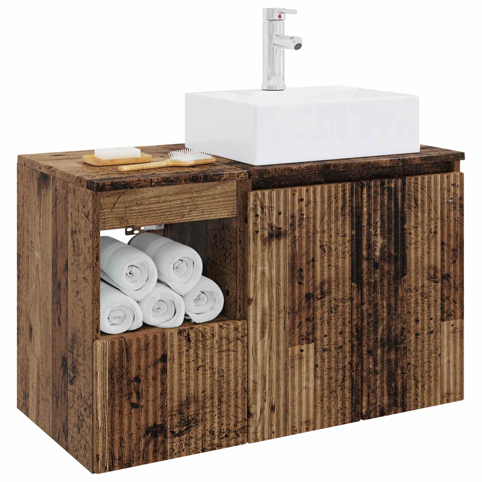 Badezimmermöbel-Set 2 stk. Altholz Holzwerkstoff