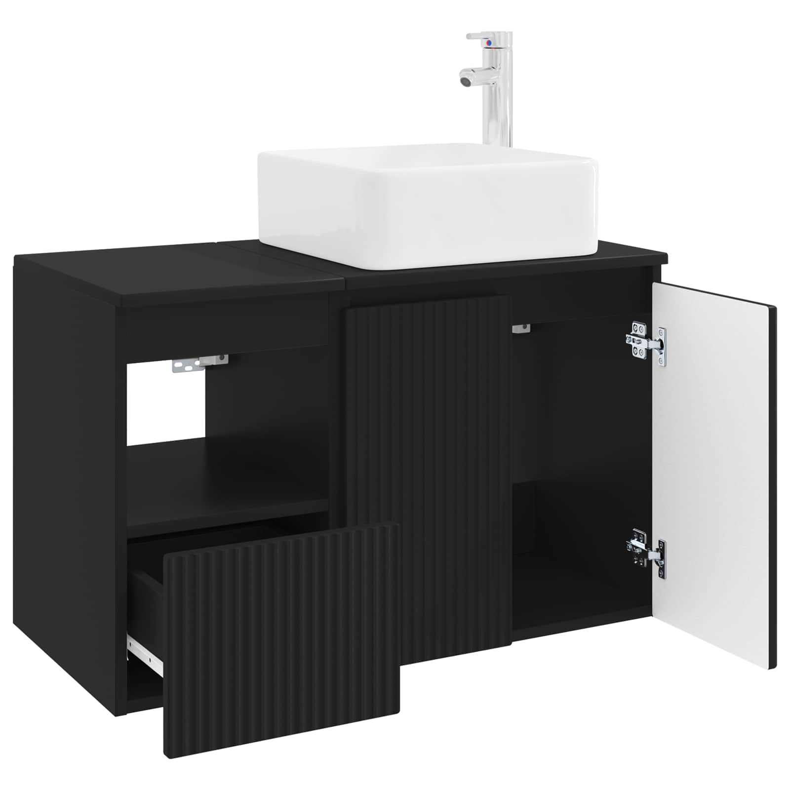 Badezimmermöbel-Set 2 stk. Schwarz Holzwerkstoff