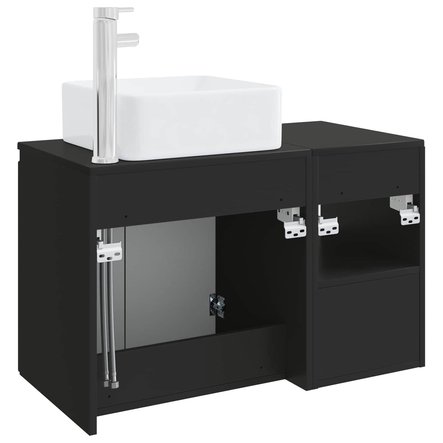 Badezimmermöbel-Set 2 stk. Schwarz Holzwerkstoff
