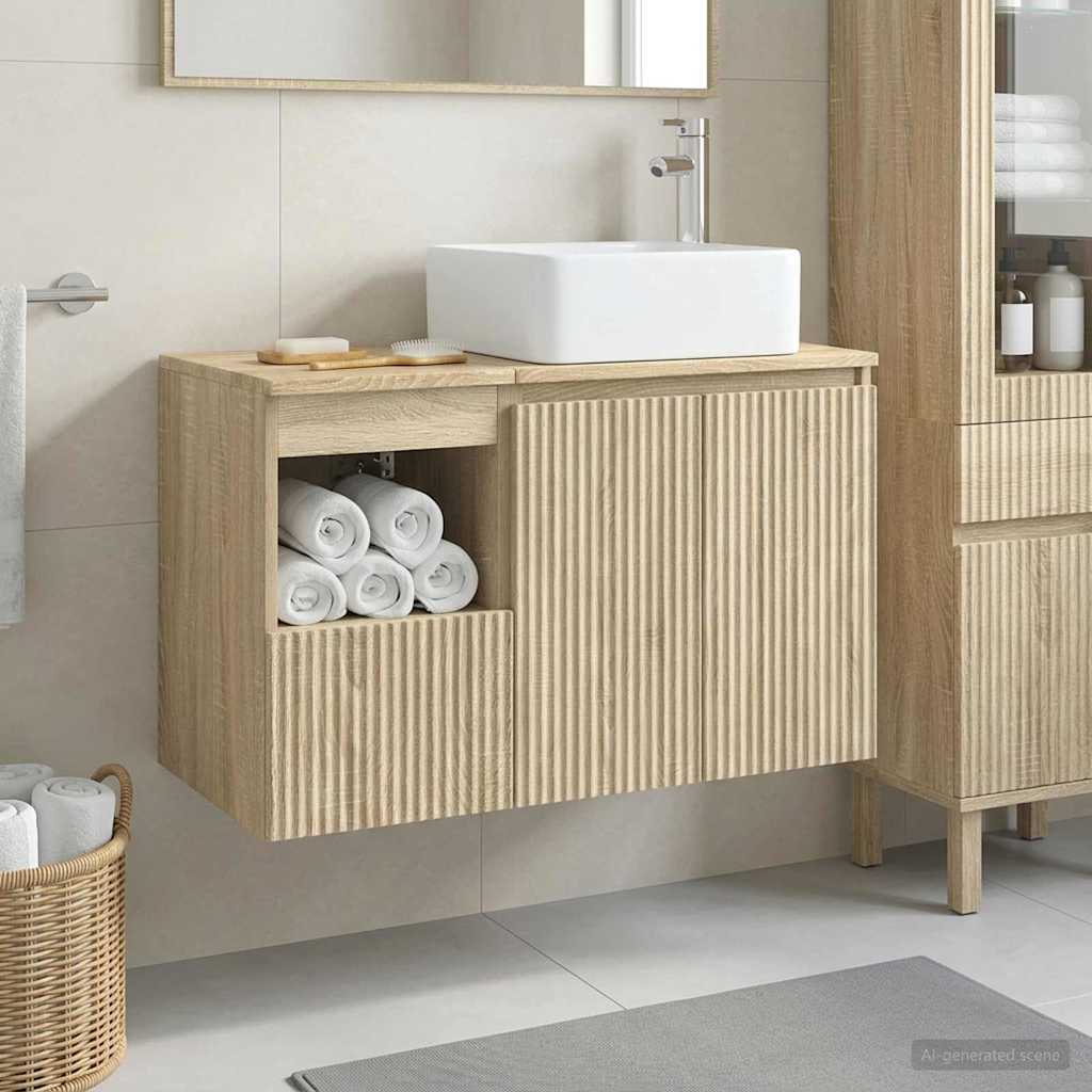Badezimmermöbel-Set 2 stk. Sonoma-Eiche Holzwerkstoff