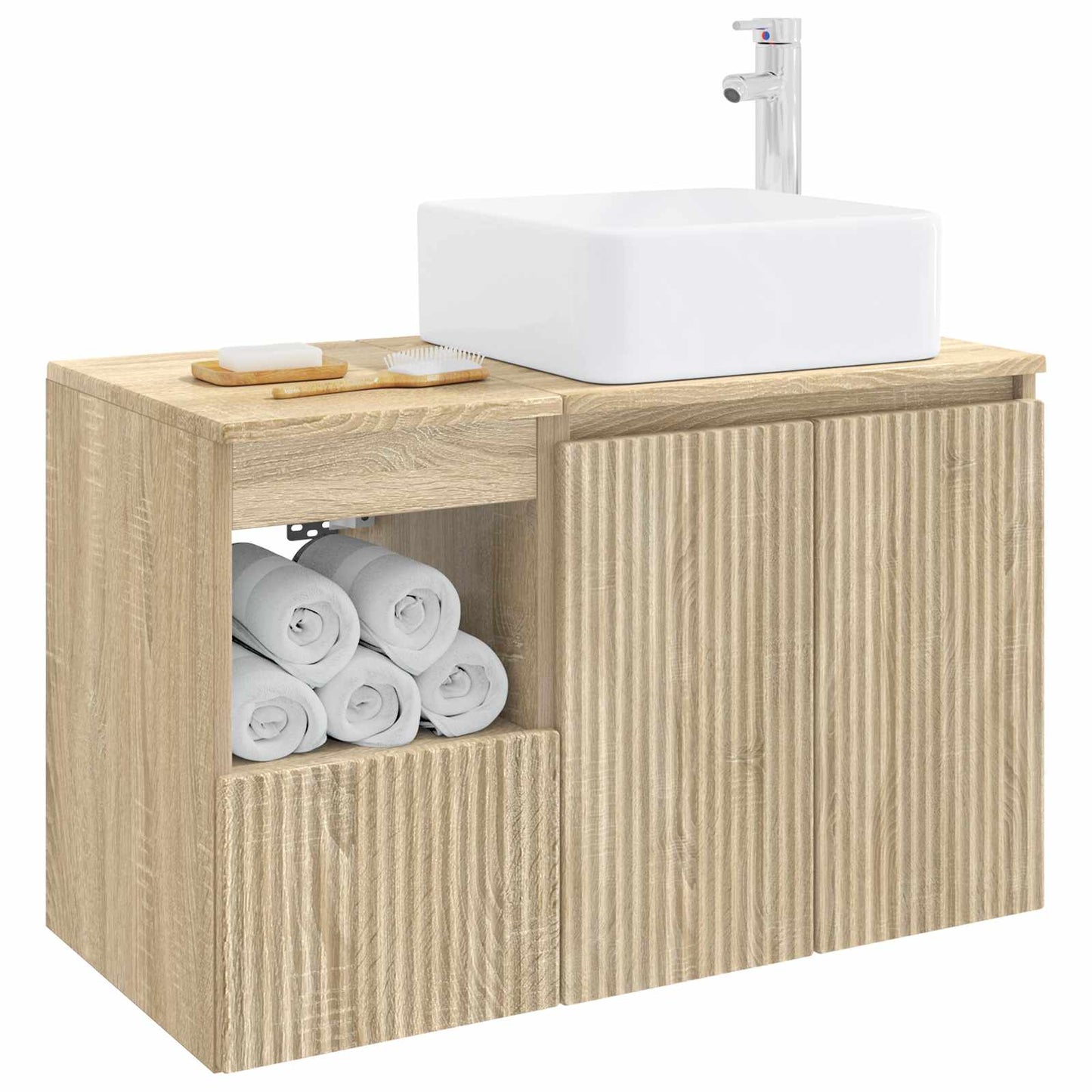 Badezimmermöbel-Set 2 stk. Sonoma-Eiche Holzwerkstoff