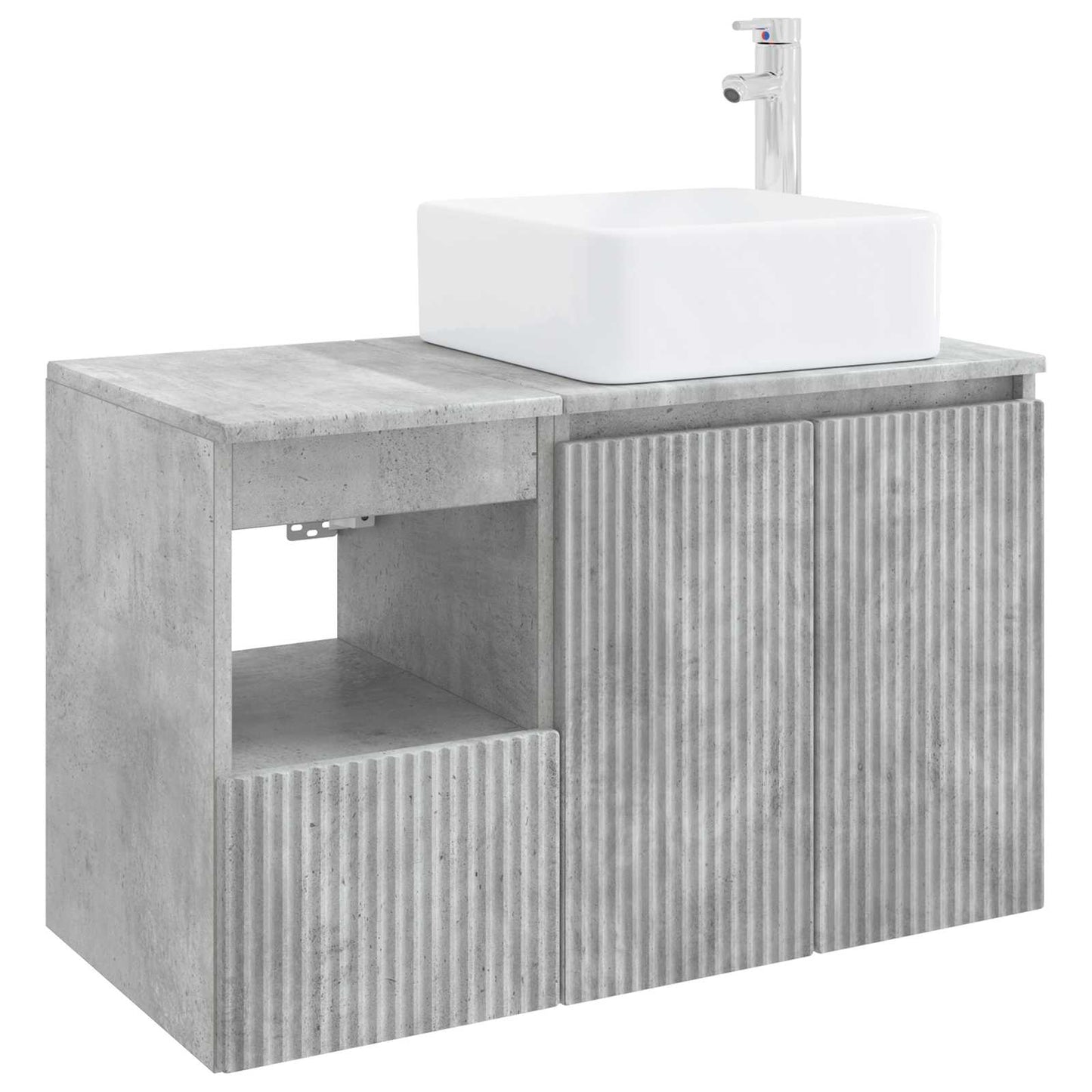 Badezimmermöbel-Set 2 stk. Betongrau Holzwerkstoff
