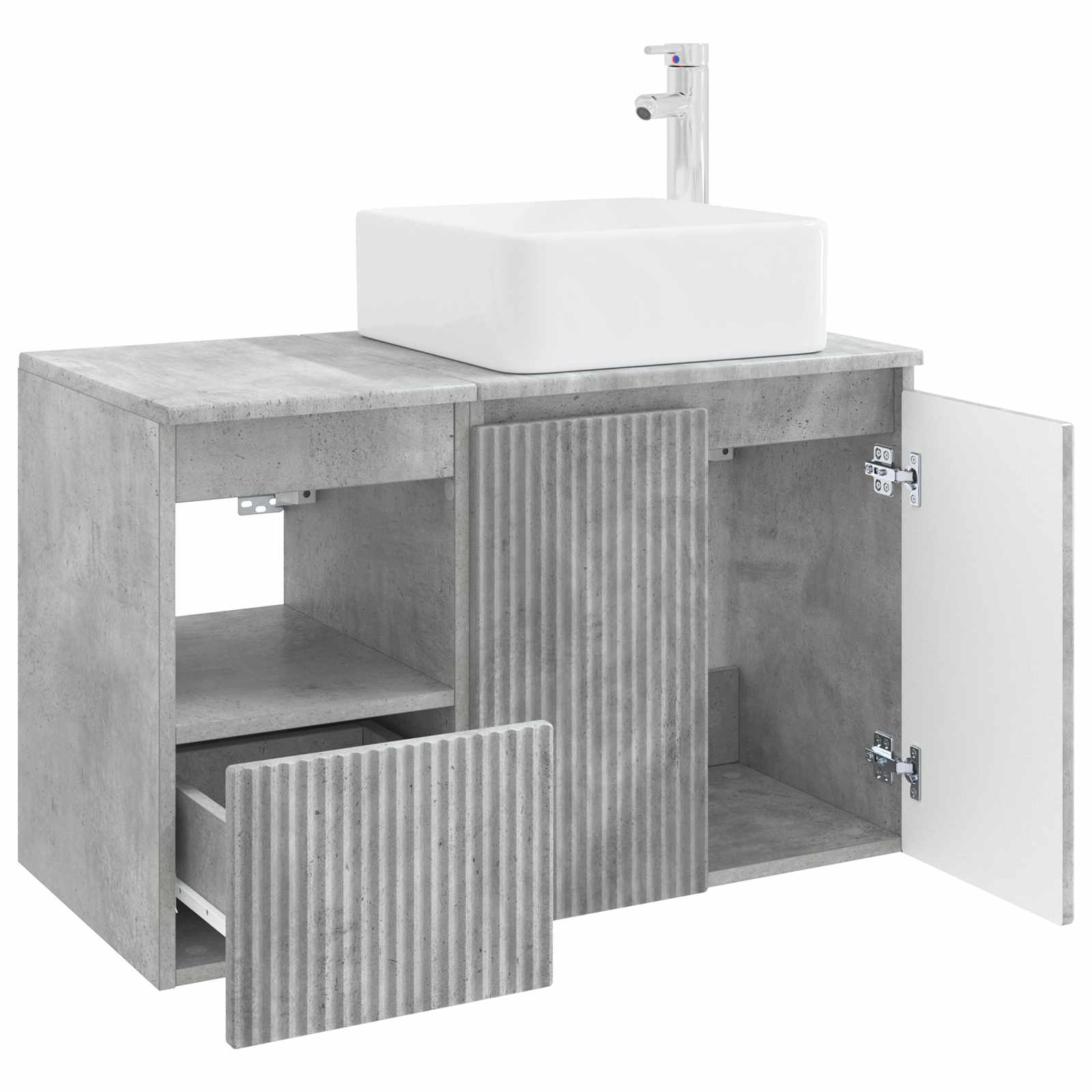 Badezimmermöbel-Set 2 stk. Betongrau Holzwerkstoff