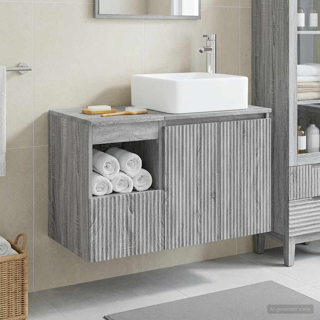Badezimmermöbel-Set 2 stk. Grau Sonoma Holzwerkstoff