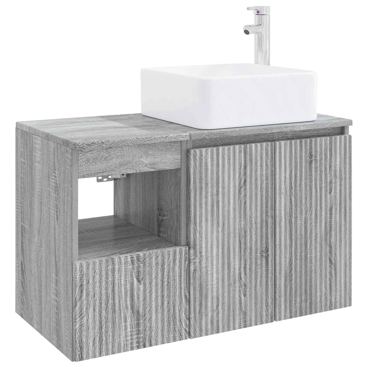 Badezimmermöbel-Set 2 stk. Grau Sonoma Holzwerkstoff