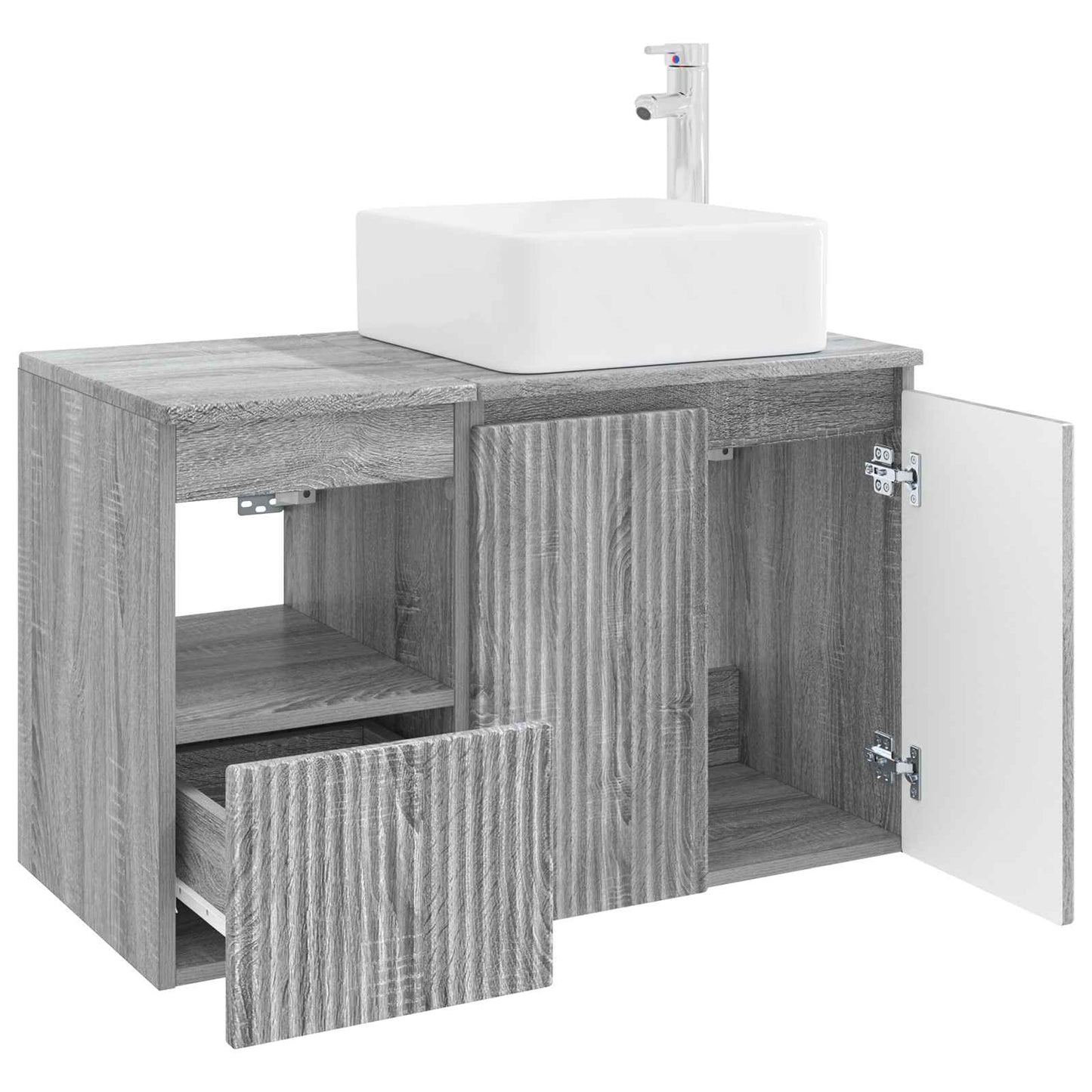 Badezimmermöbel-Set 2 stk. Grau Sonoma Holzwerkstoff