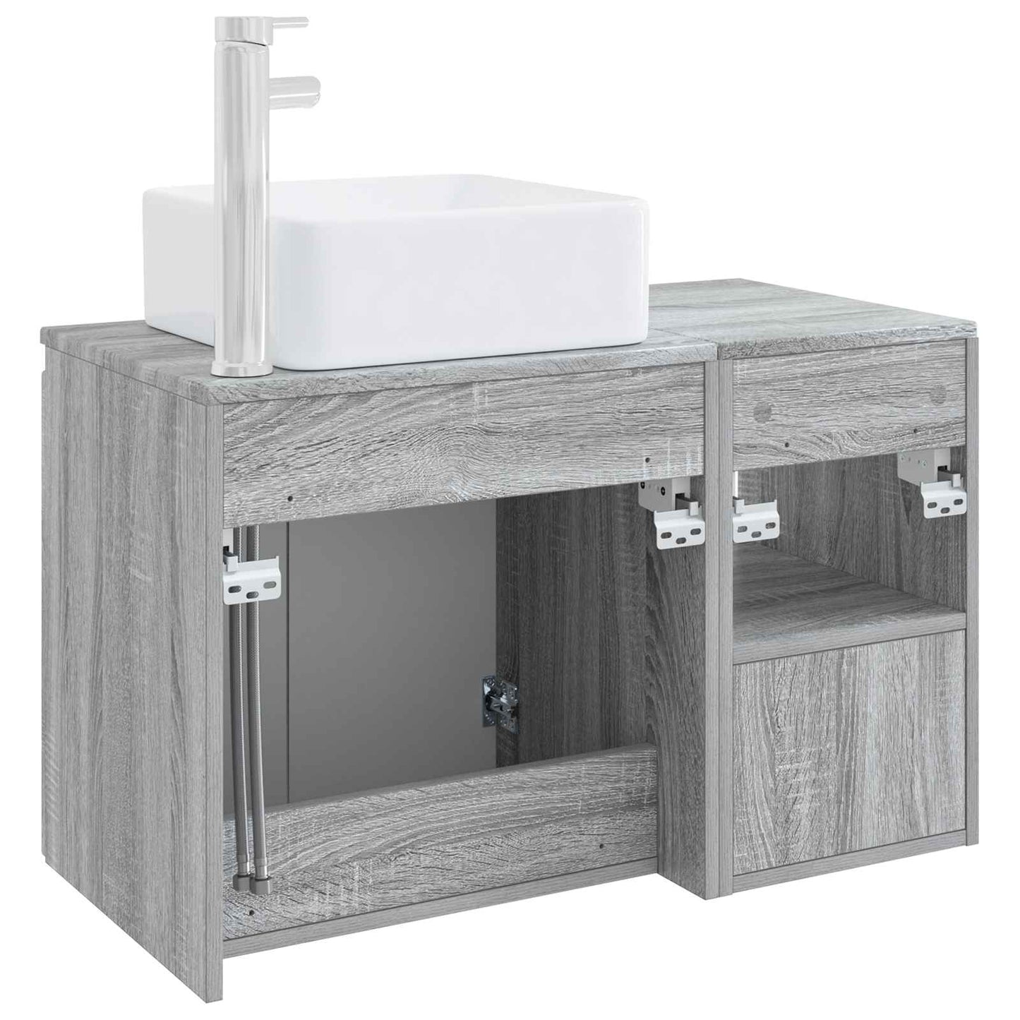 Badezimmermöbel-Set 2 stk. Grau Sonoma Holzwerkstoff