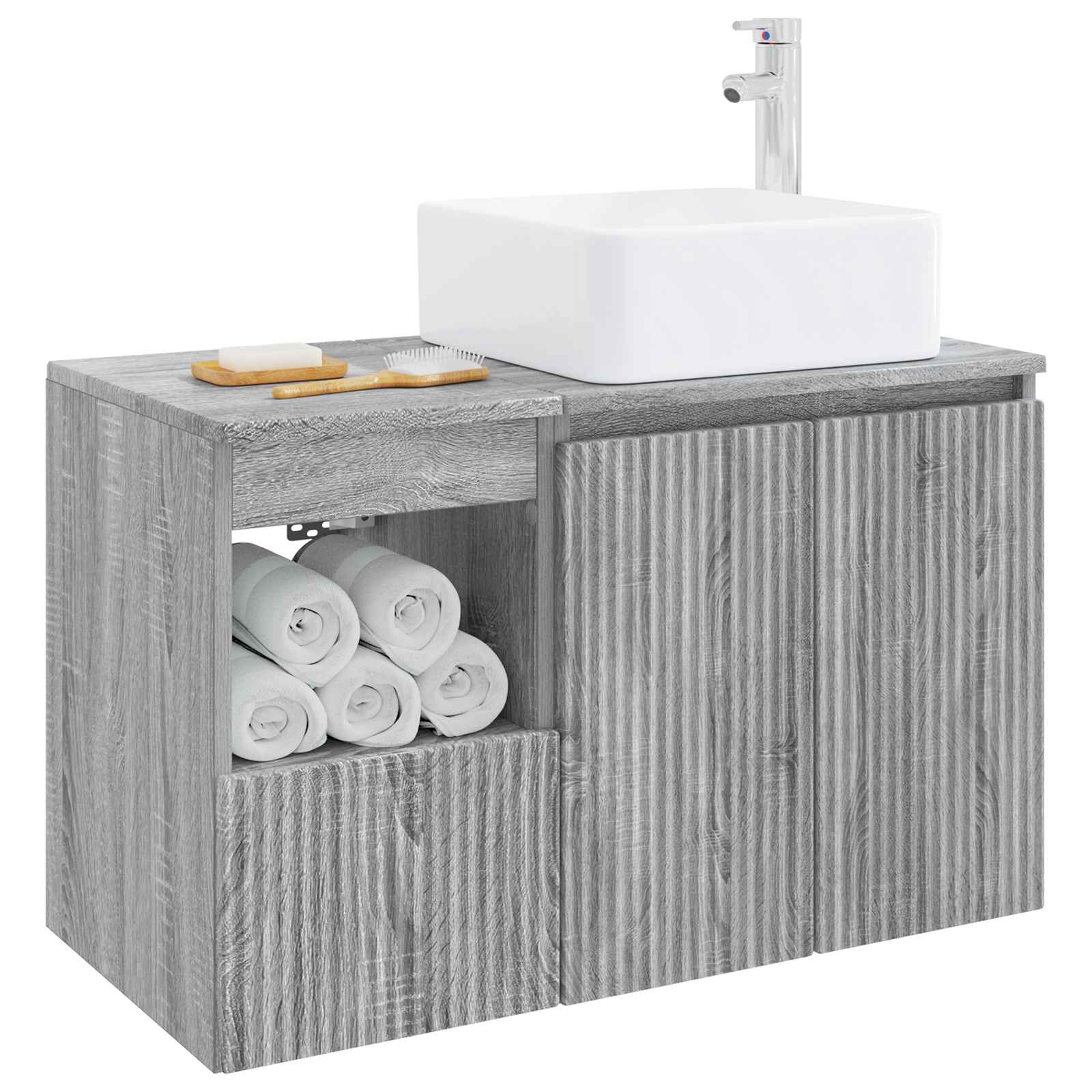 Badezimmermöbel-Set 2 stk. Grau Sonoma Holzwerkstoff