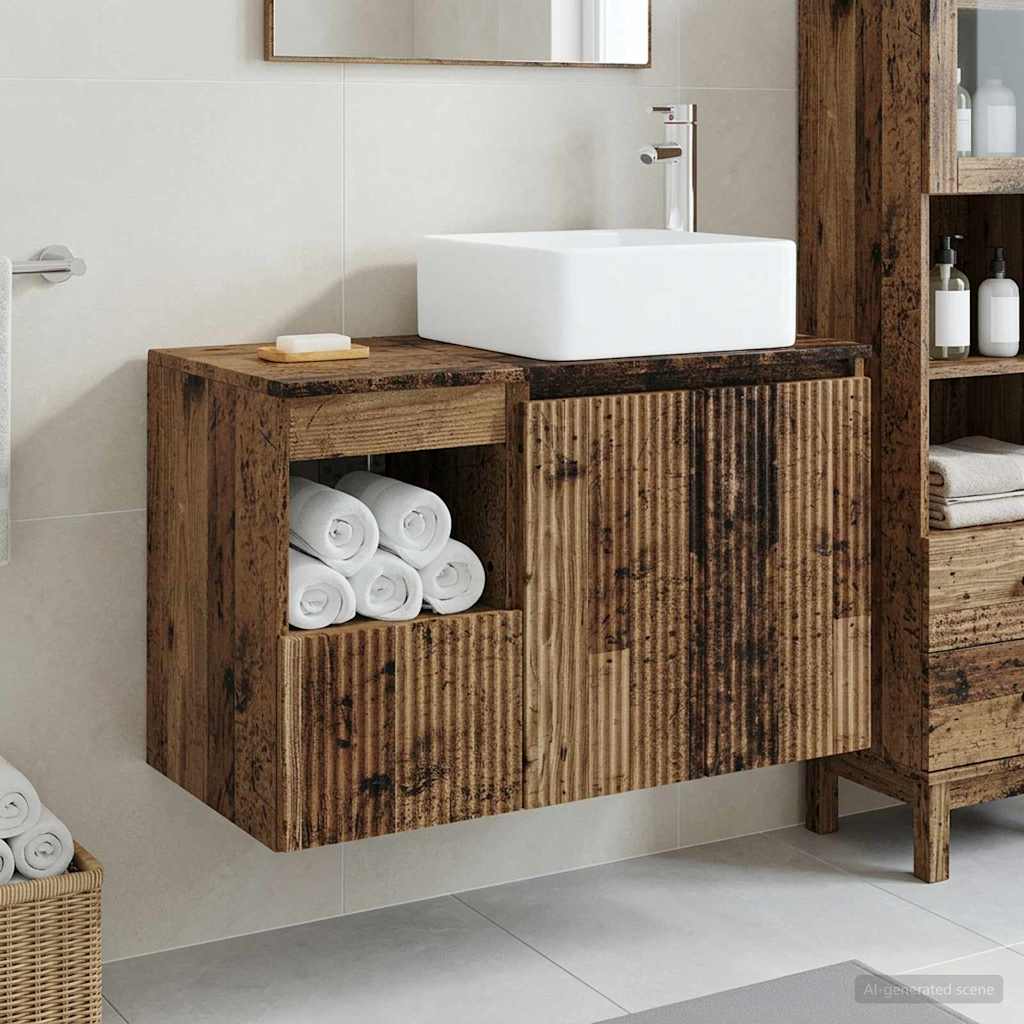 Badezimmermöbel-Set 2 stk. Altholz Holzwerkstoff