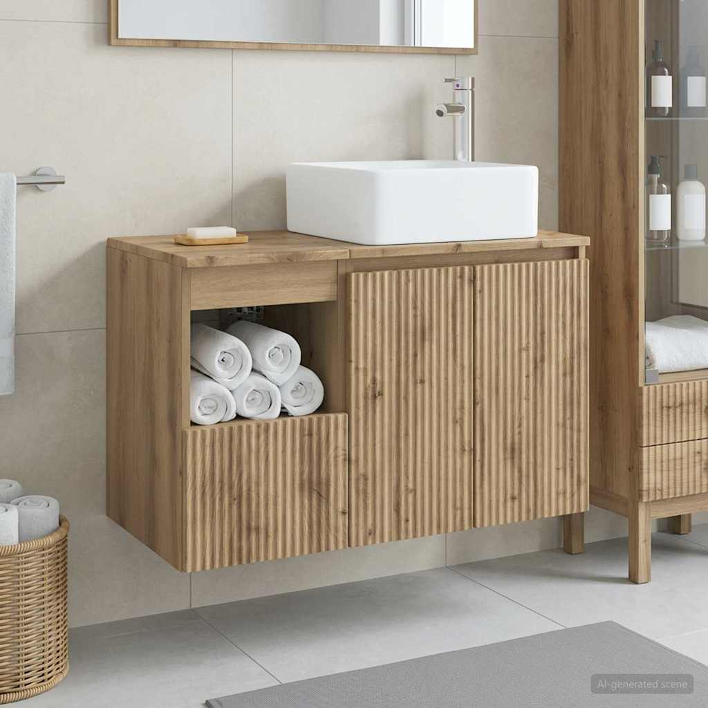 Badezimmermöbel-Set 2 Stk. Artisan-Eiche Holzwerkstoff