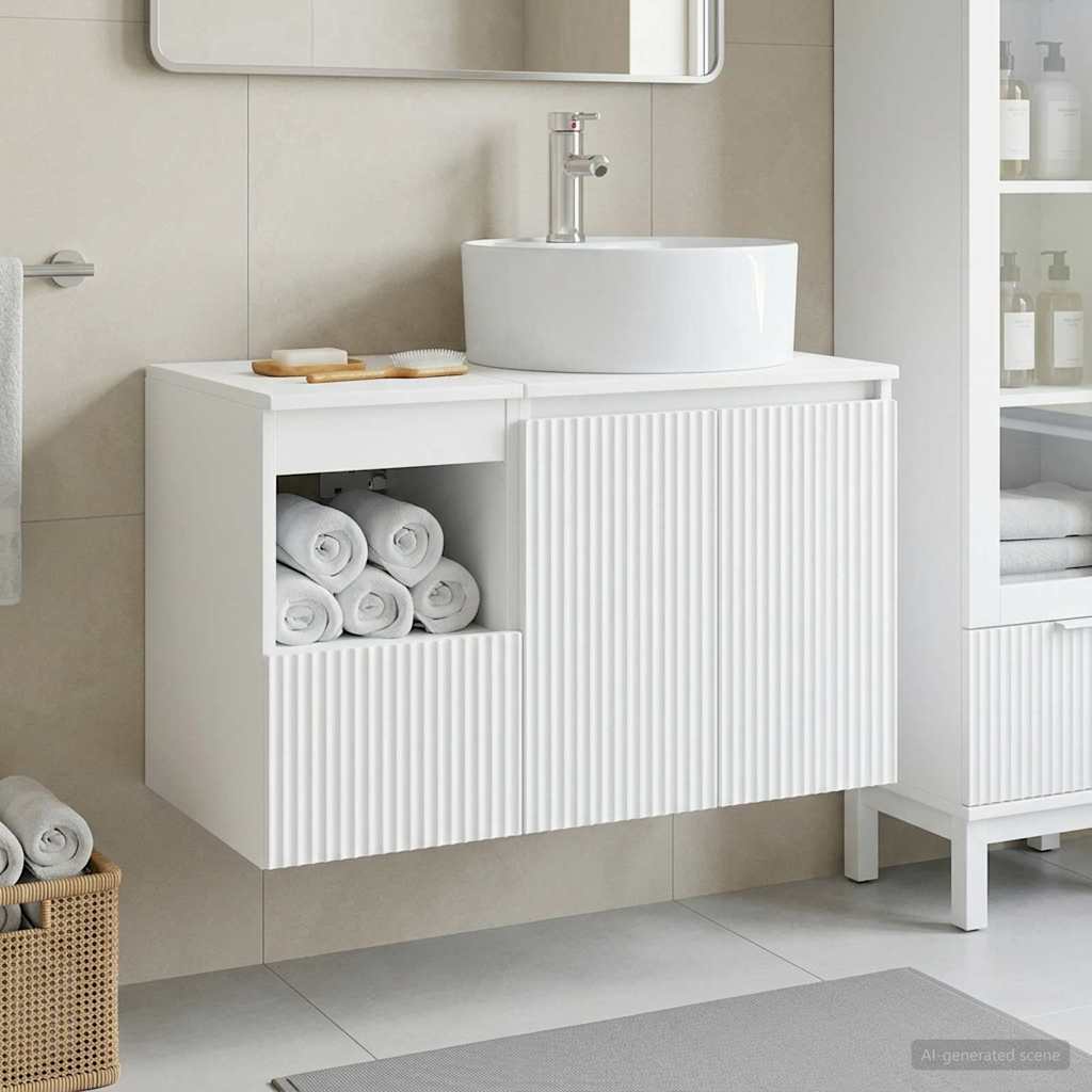Badezimmermöbel-Set 2 stk. Weiß Holzwerkstoff