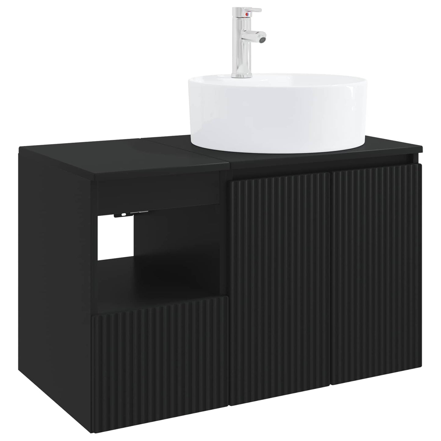 Badezimmermöbel-Set 2 stk. Schwarz Holzwerkstoff
