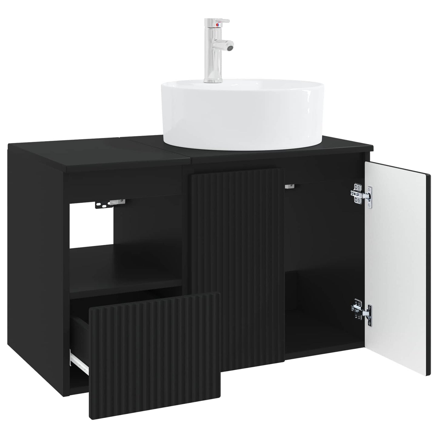 Badezimmermöbel-Set 2 stk. Schwarz Holzwerkstoff