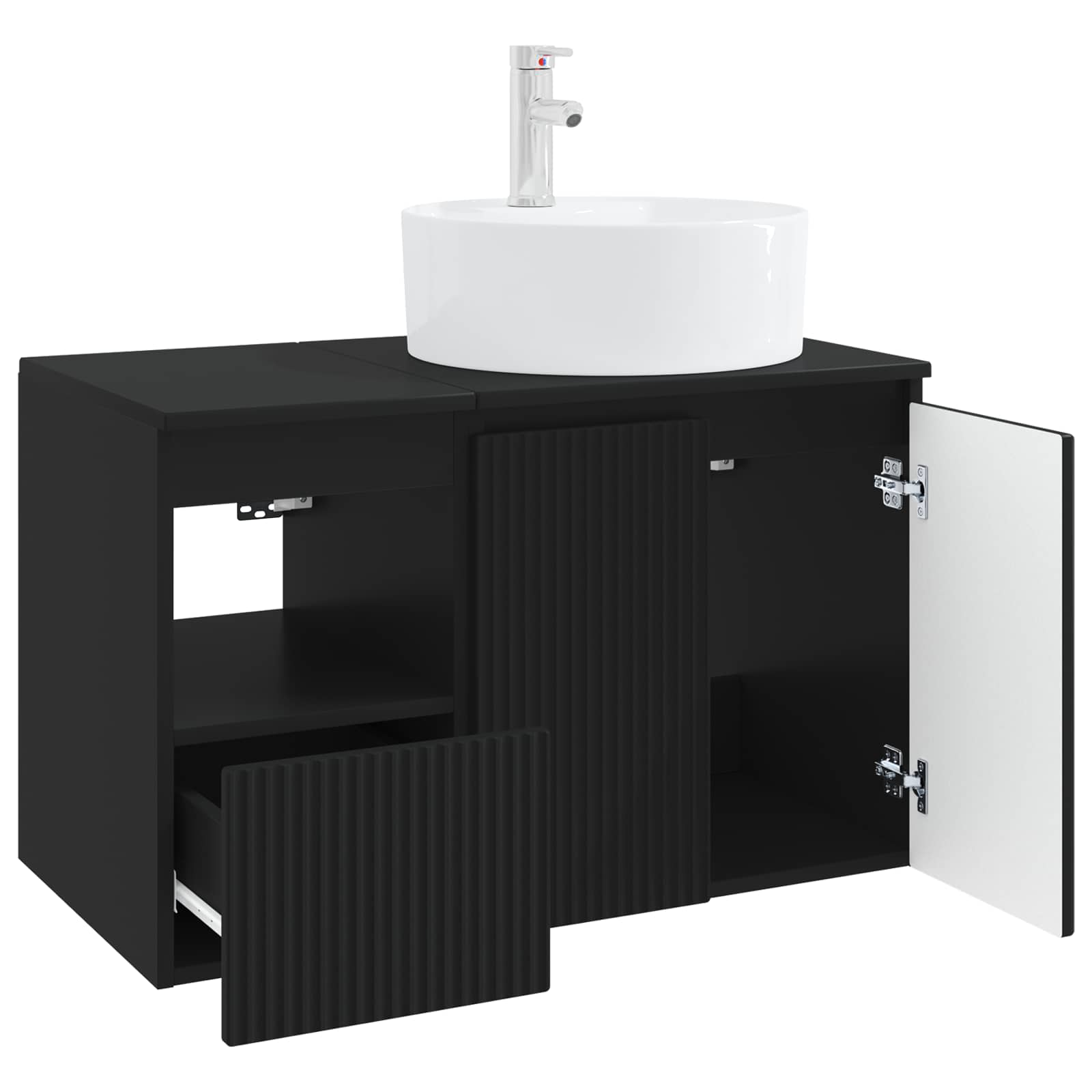 Badezimmermöbel-Set 2 stk. Schwarz Holzwerkstoff