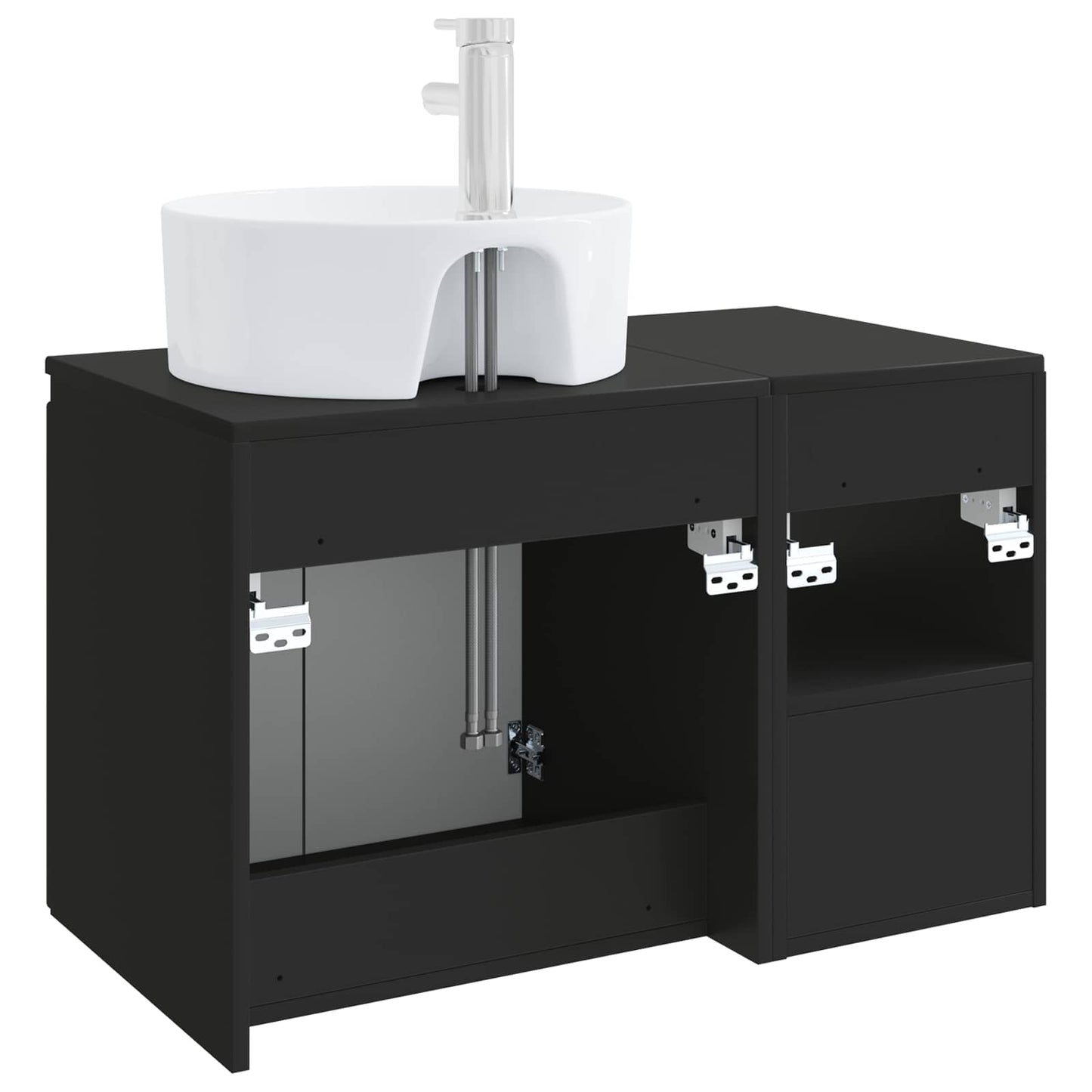 Badezimmermöbel-Set 2 stk. Schwarz Holzwerkstoff