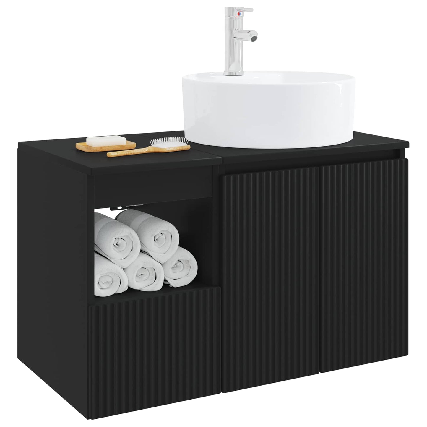 Badezimmermöbel-Set 2 stk. Schwarz Holzwerkstoff
