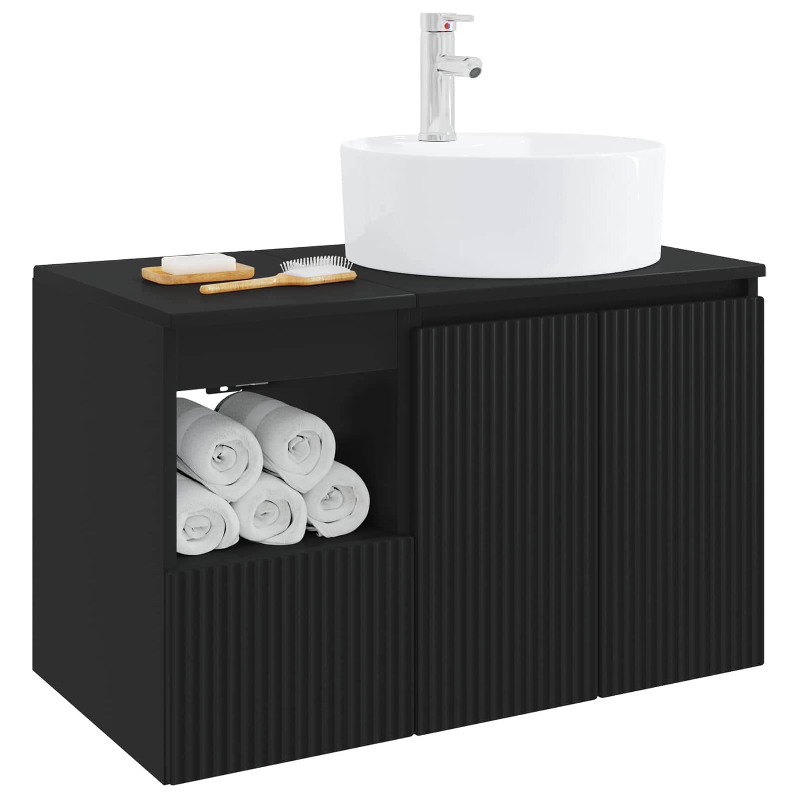 Badezimmermöbel-Set 2 stk. Schwarz Holzwerkstoff