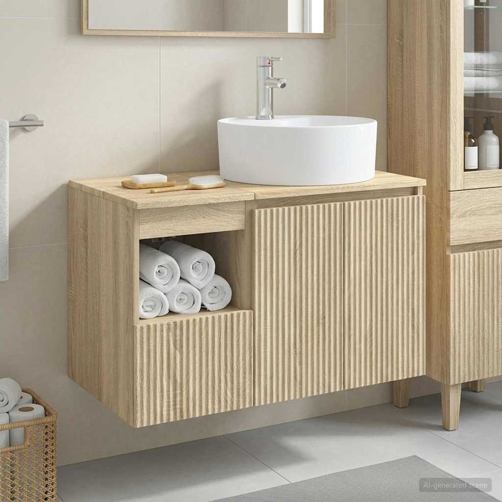 Badezimmermöbel-Set 2 stk. Sonoma-Eiche Holzwerkstoff