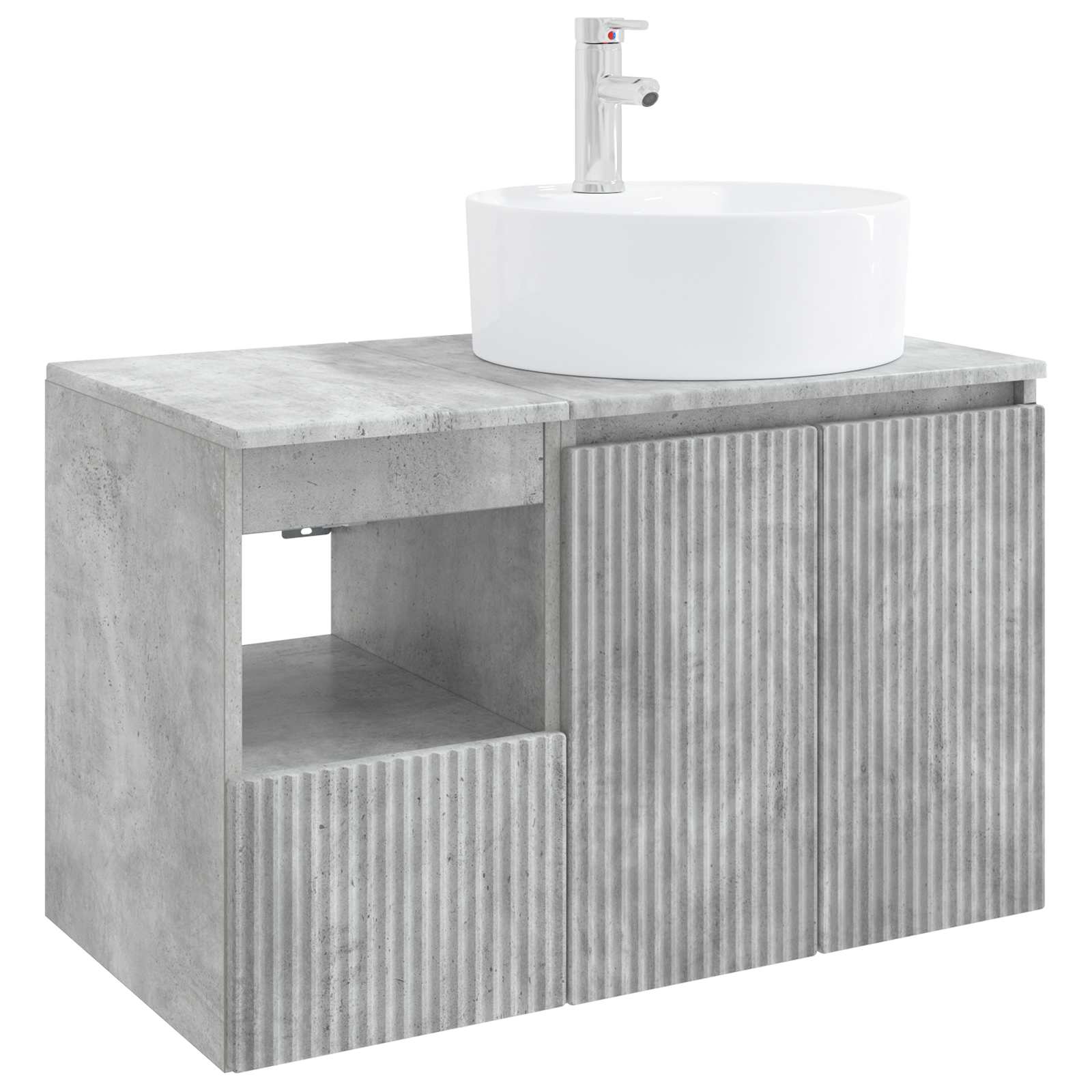 Badezimmermöbel-Set 2 stk. Betongrau Holzwerkstoff