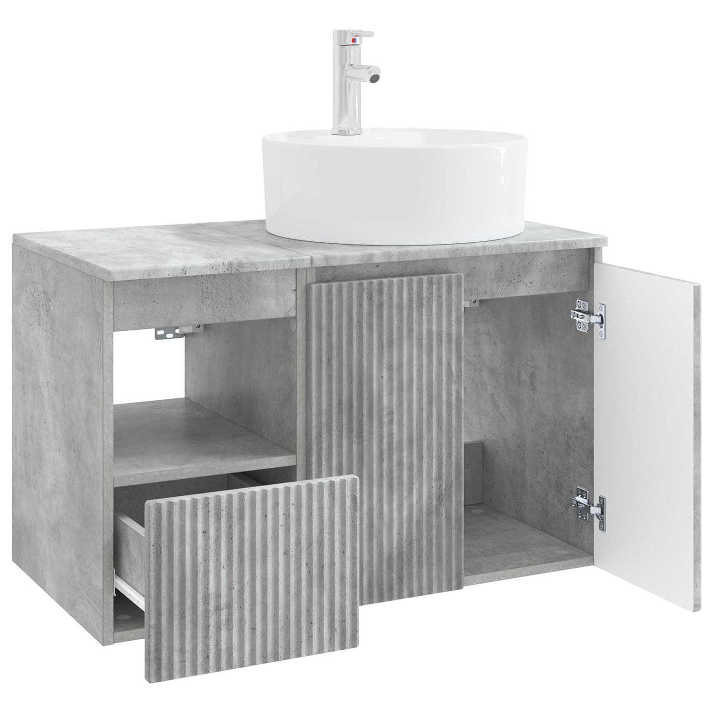 Badezimmermöbel-Set 2 stk. Betongrau Holzwerkstoff