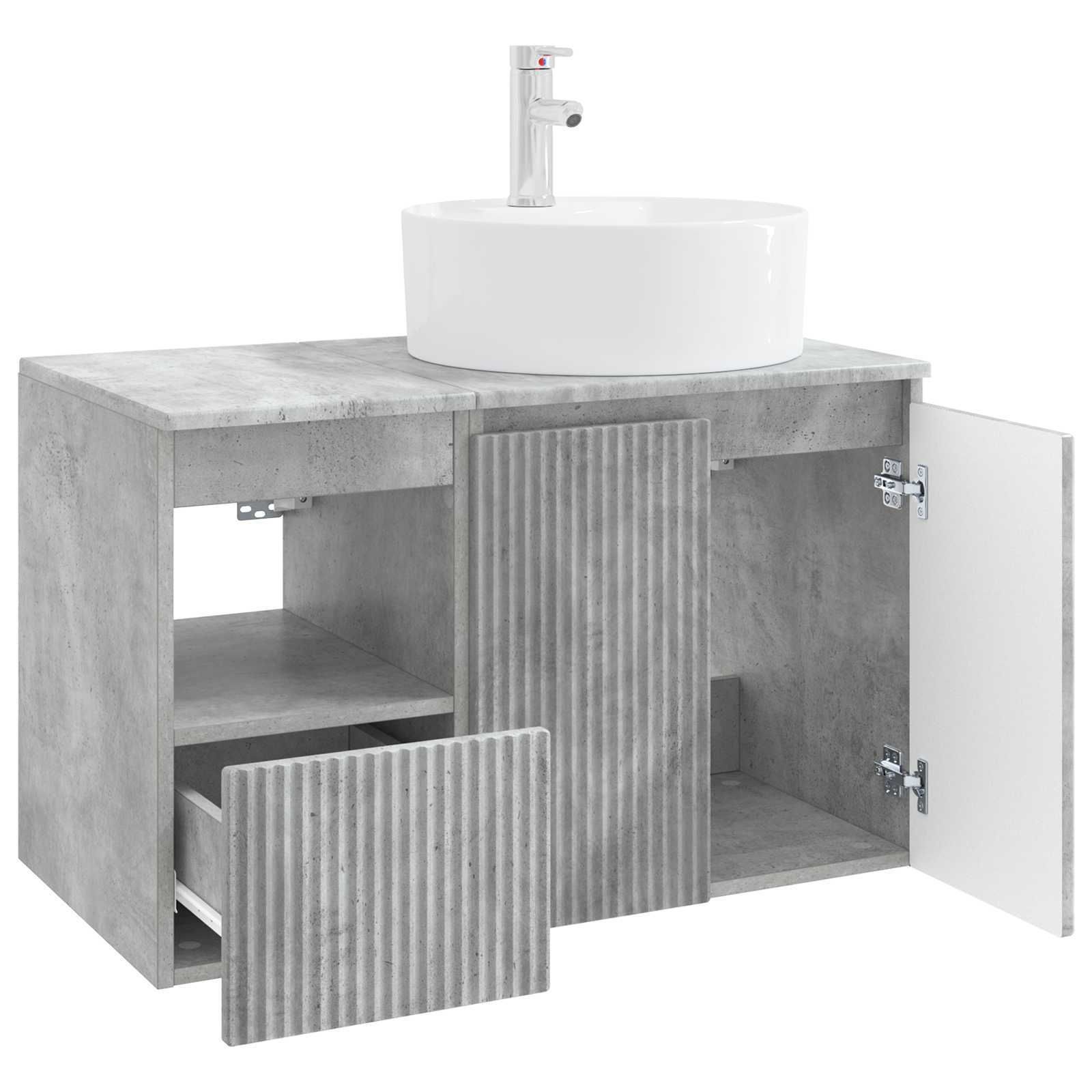 Badezimmermöbel-Set 2 stk. Betongrau Holzwerkstoff