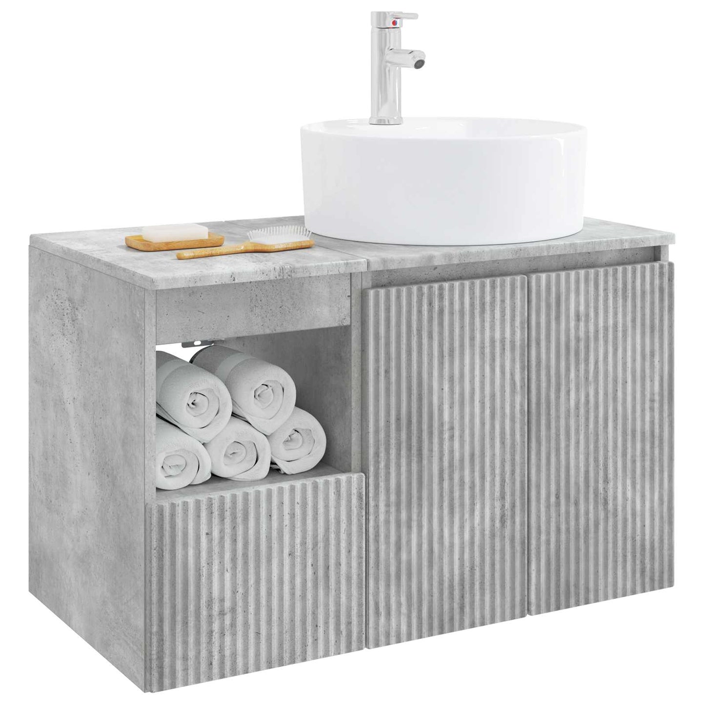 Badezimmermöbel-Set 2 stk. Betongrau Holzwerkstoff